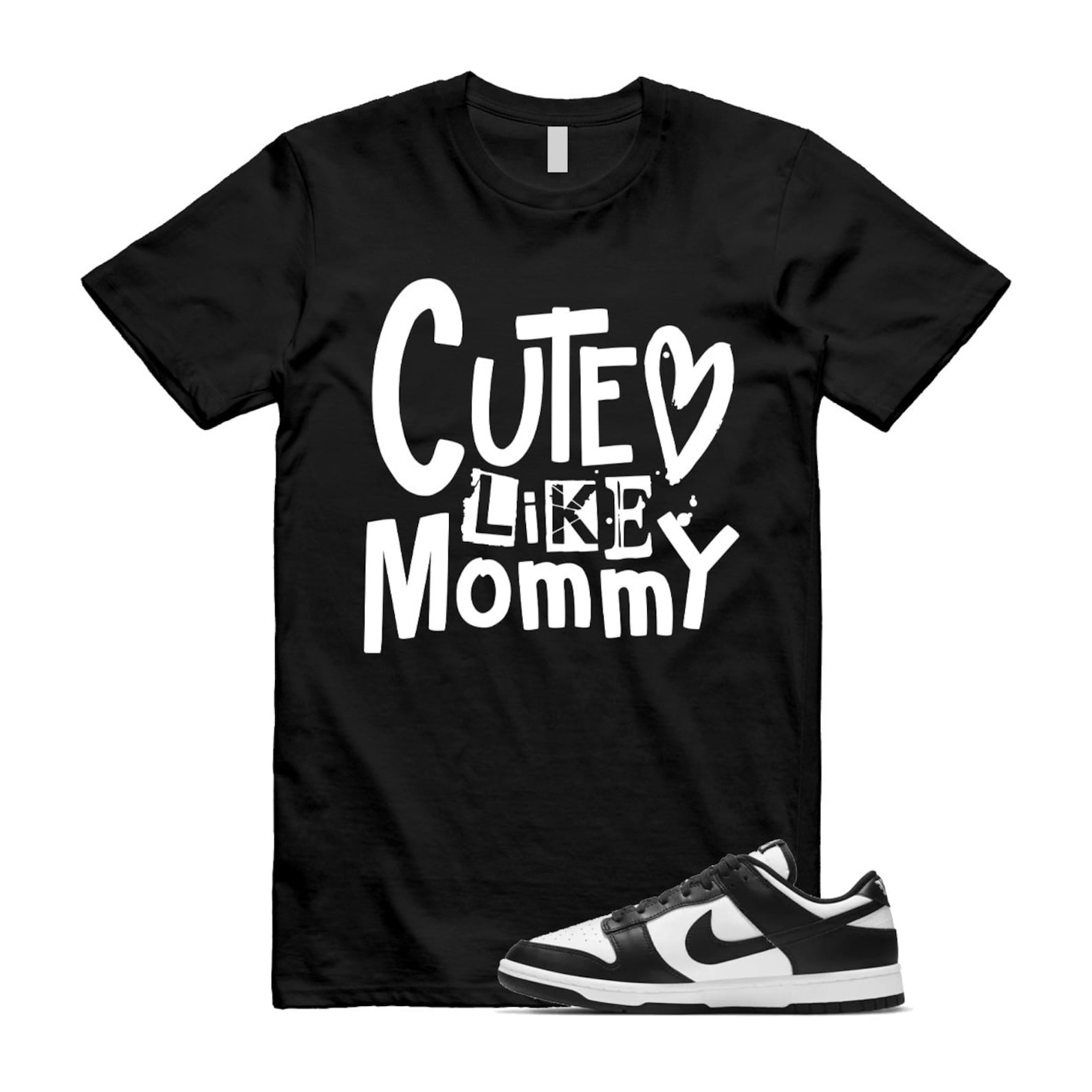 Dunk Panda White Black Low Retro Classic Traditional T Shirt Match MOMMY , DD1503-101 T-Shirt, Sneaker Match Tee
