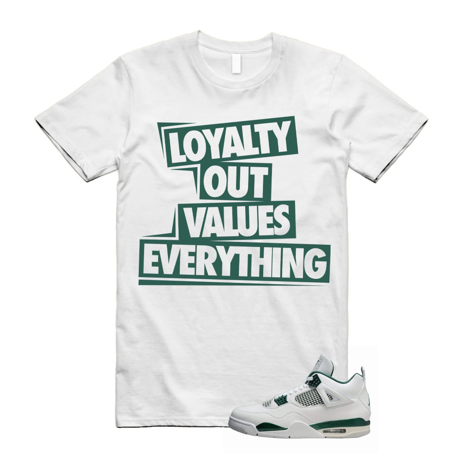 4 Oxidized Green White Neutral Grey T Shirt Match LOVE , FQ8138-103 T-Shirt, Sneaker Match Tee