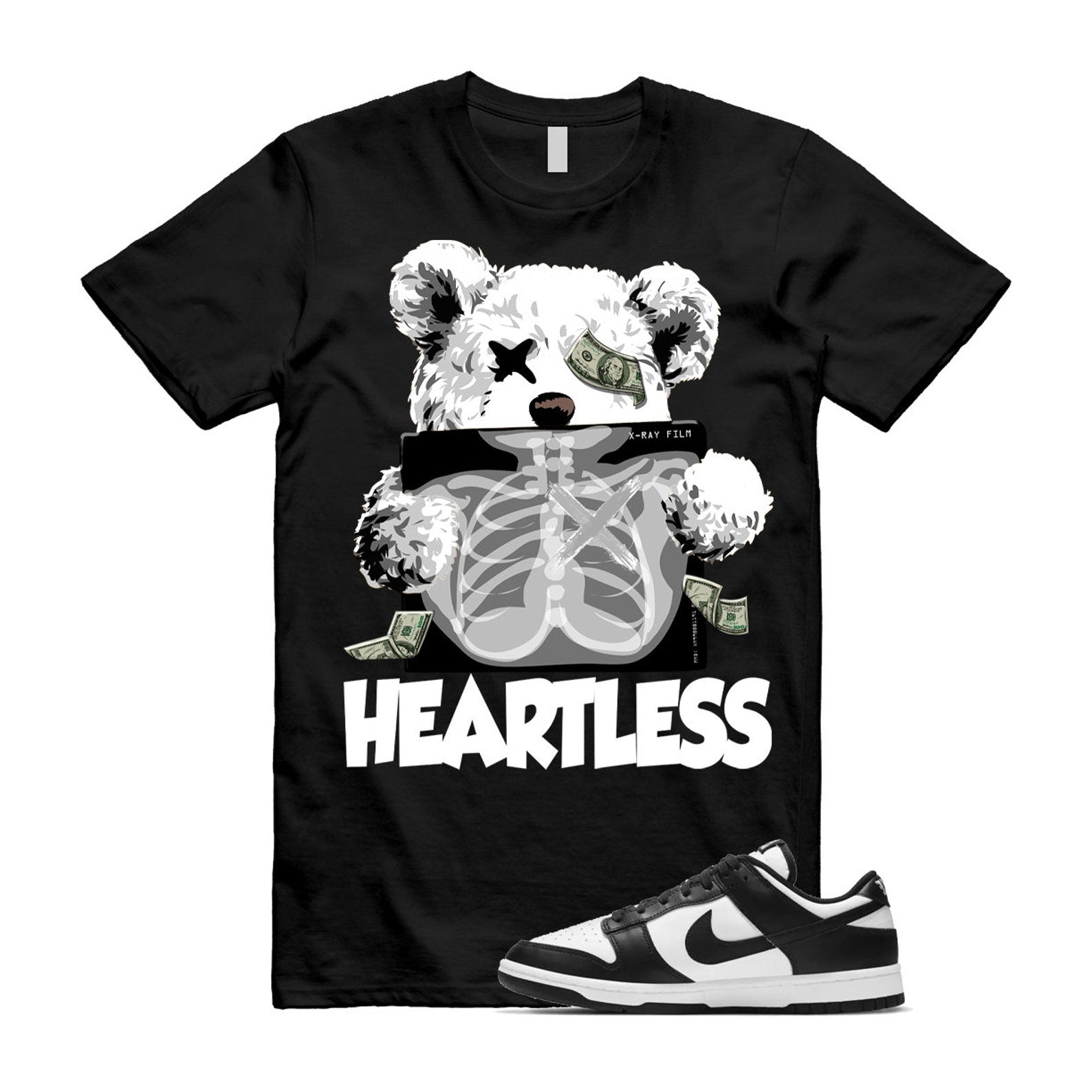Dunk Panda White Black Low Retro Classic Traditional T Shirt Match HEART , DD1503-101 T-Shirt, Sneaker Match Tee
