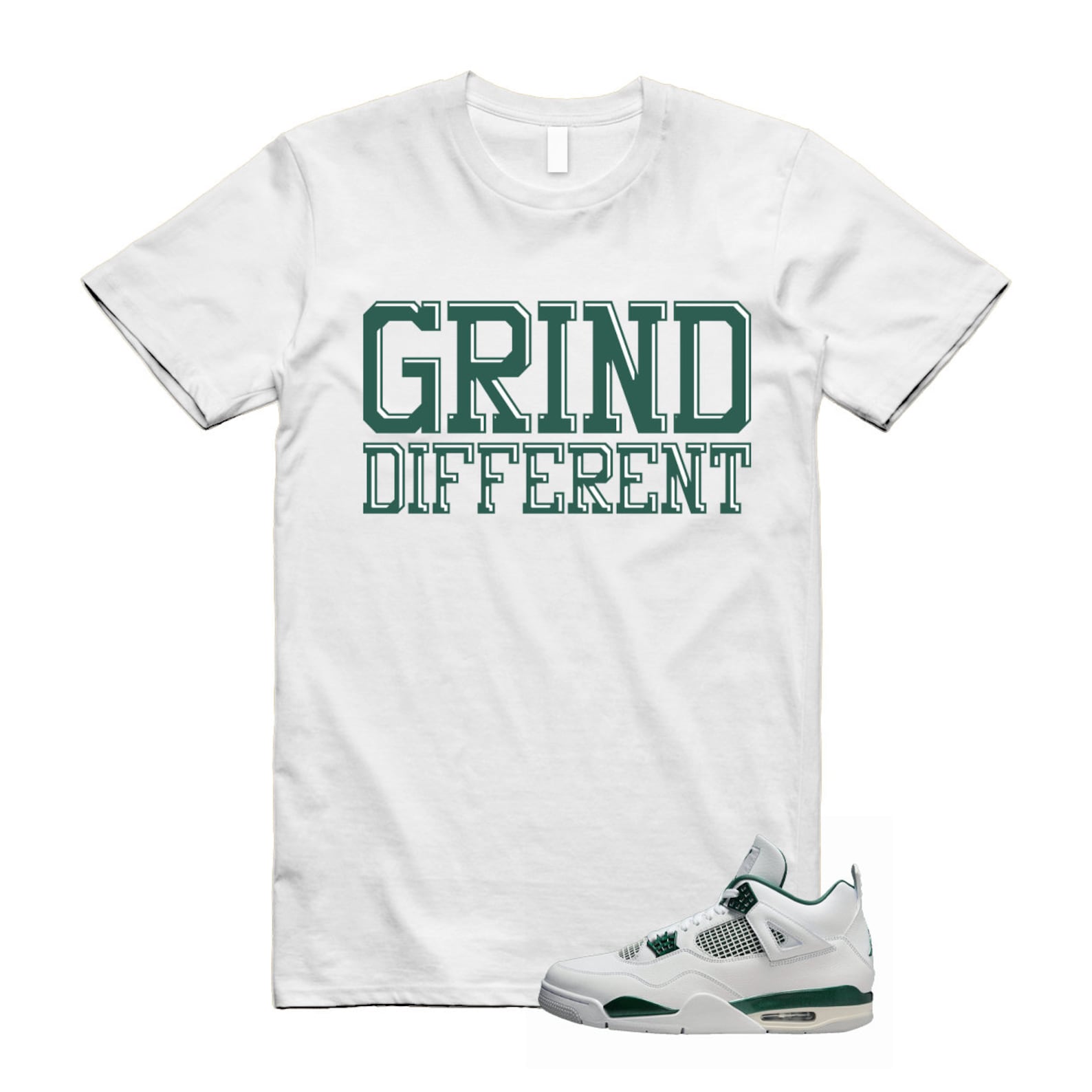 4 Oxidized Green White Neutral Grey T Shirt Match GRD , FQ8138-103 T-Shirt, Sneaker Match Tee