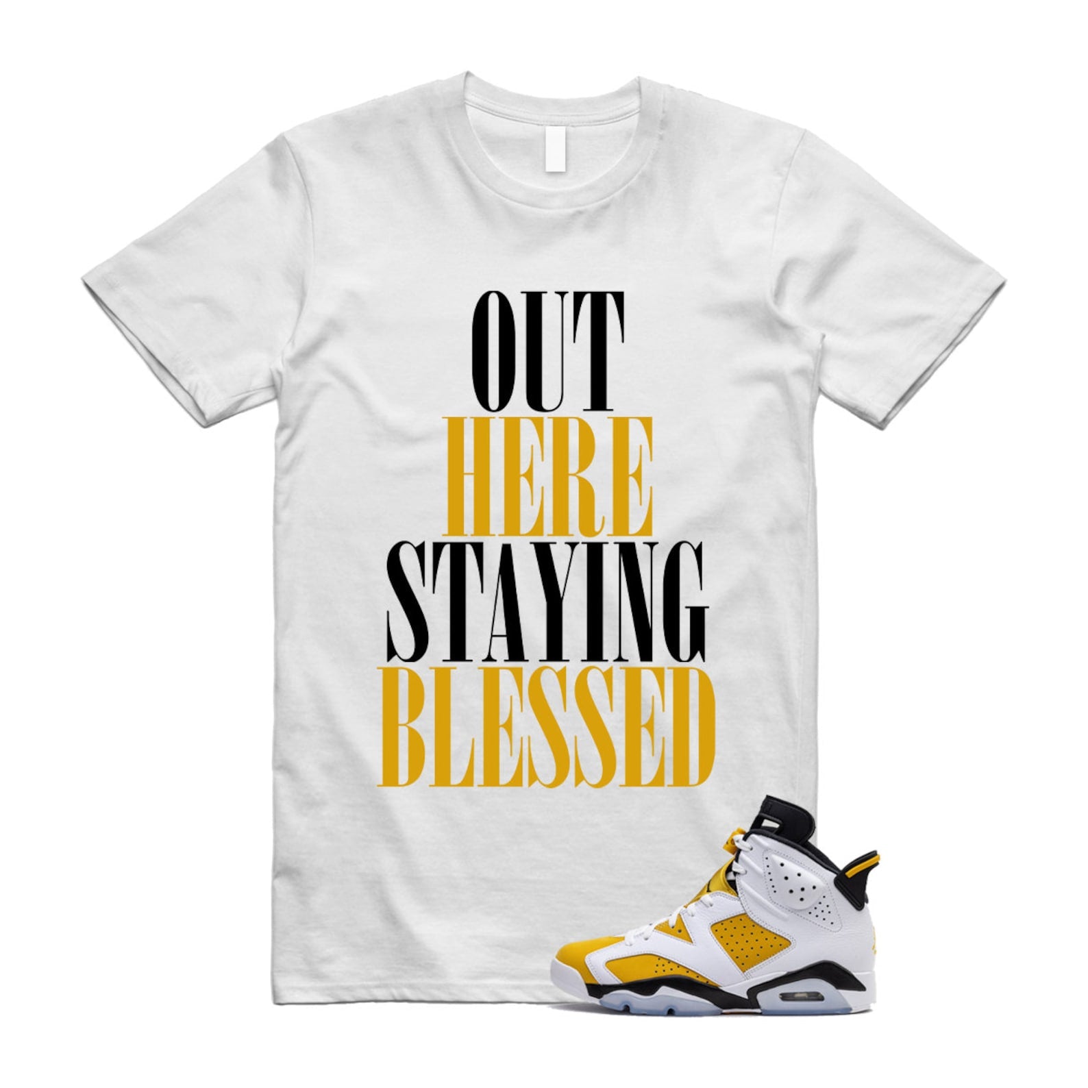 Yellow Ochre 6 Black White T Shirt Match STAYBLS  ,CT8529-170 T-Shirt, Sneaker Match Tee