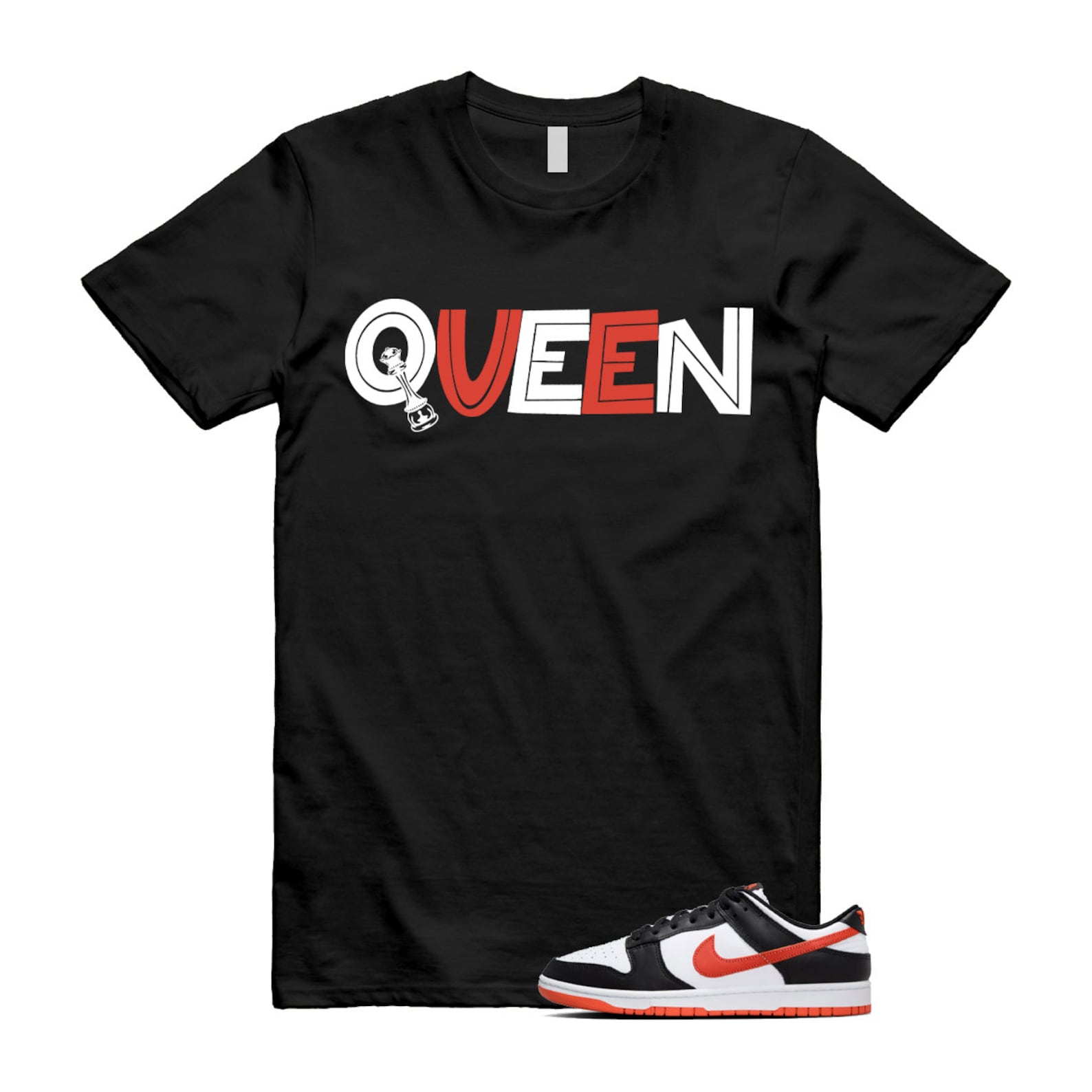Dunk Dragon Red Black White Low Retro T Shirt Match QUEEN , DV0833-108 T-Shirt, Sneaker Match Tee