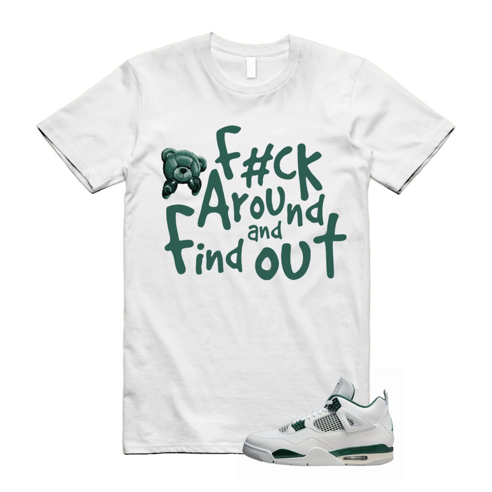 4 Oxidized Green White Neutral Grey T Shirt Match FCK , FQ8138-103 T-Shirt, Sneaker Match Tee