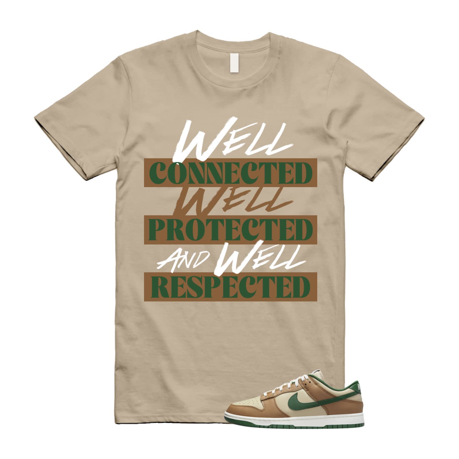 Dunk Tan Retro Rattan Gorge Green Sail Dark Driftwood Low T Shirt Match WELL  ,FB7160-231 T-Shirt, Sneaker Match Tee