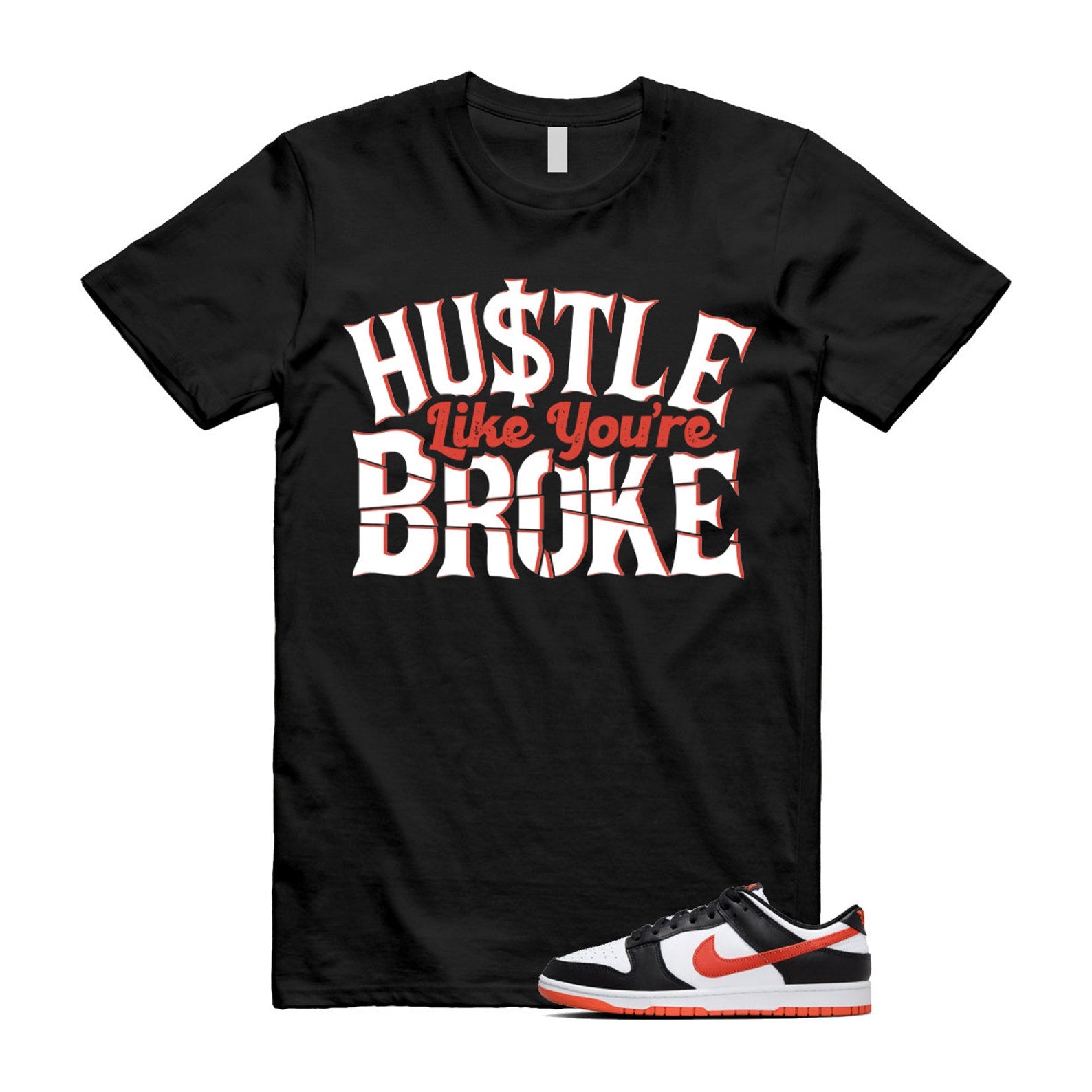 Dunk Dragon Red Black White Low Retro T Shirt Match BROKE , DV0833-108 T-Shirt, Sneaker Match Tee
