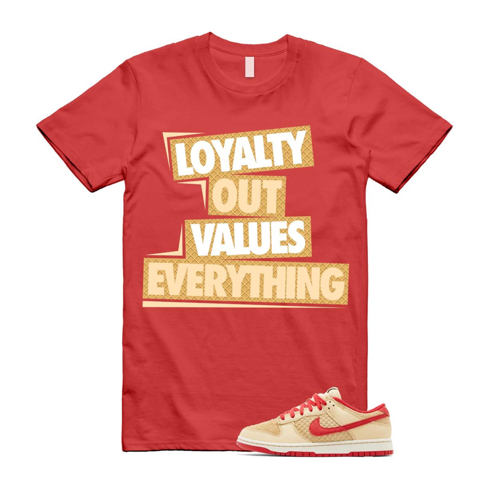 Dunk Strawberry Waffle Pale Vanilla University Red Sail Wheat Low Retro SE T Shirt Match LOVE  ,HJ9100-294 T-Shirt, Sneaker Match Tee