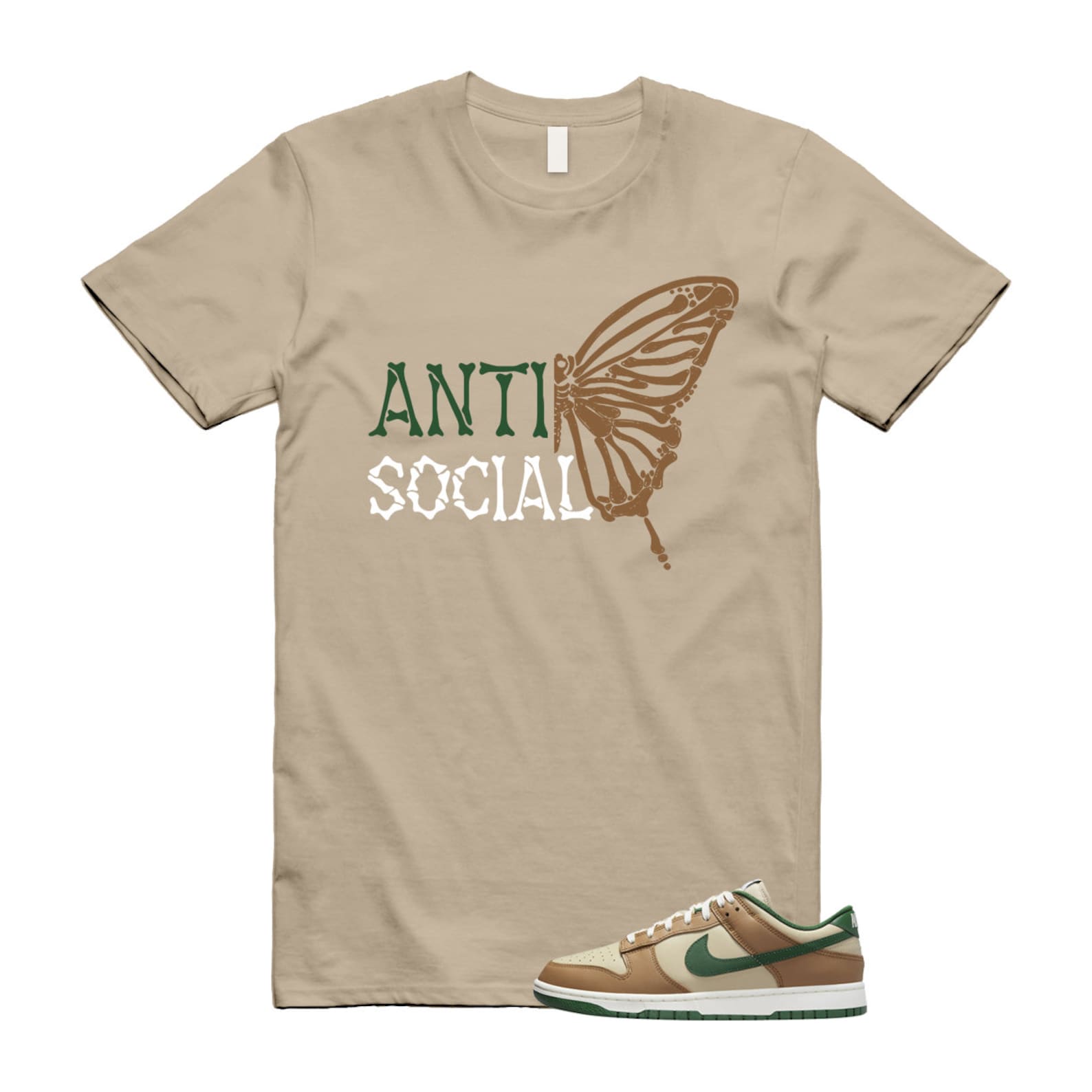 Dunk Tan Retro Rattan Gorge Green Sail Dark Driftwood Low T Shirt Match ASB  ,FB7160-231 T-Shirt, Sneaker Match Tee