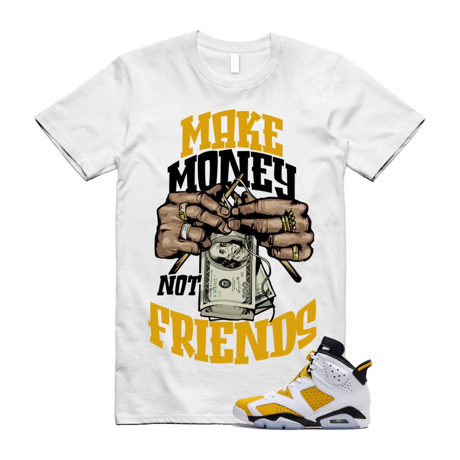 Yellow Ochre 6 Black White T Shirt Match MM  ,CT8529-170 T-Shirt, Sneaker Match Tee