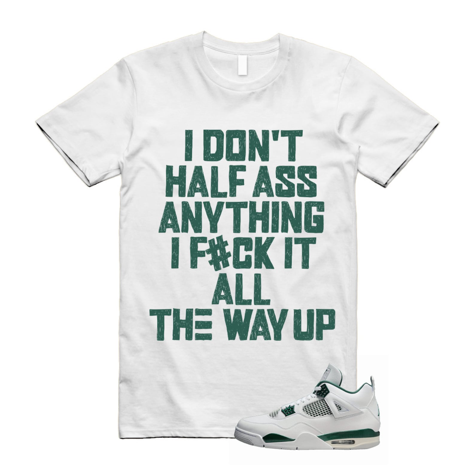 4 Oxidized Green White Neutral Grey T Shirt Match HALF , FQ8138-103 T-Shirt, Sneaker Match Tee