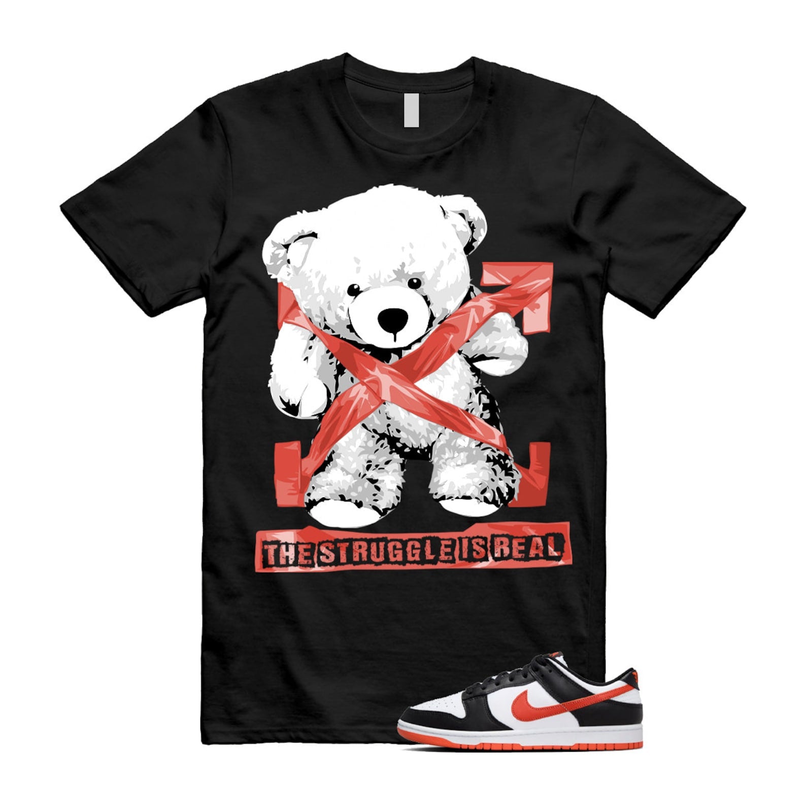 Dunk Dragon Red Black White Low Retro T Shirt Match STRUG , DV0833-108 T-Shirt, Sneaker Match Tee