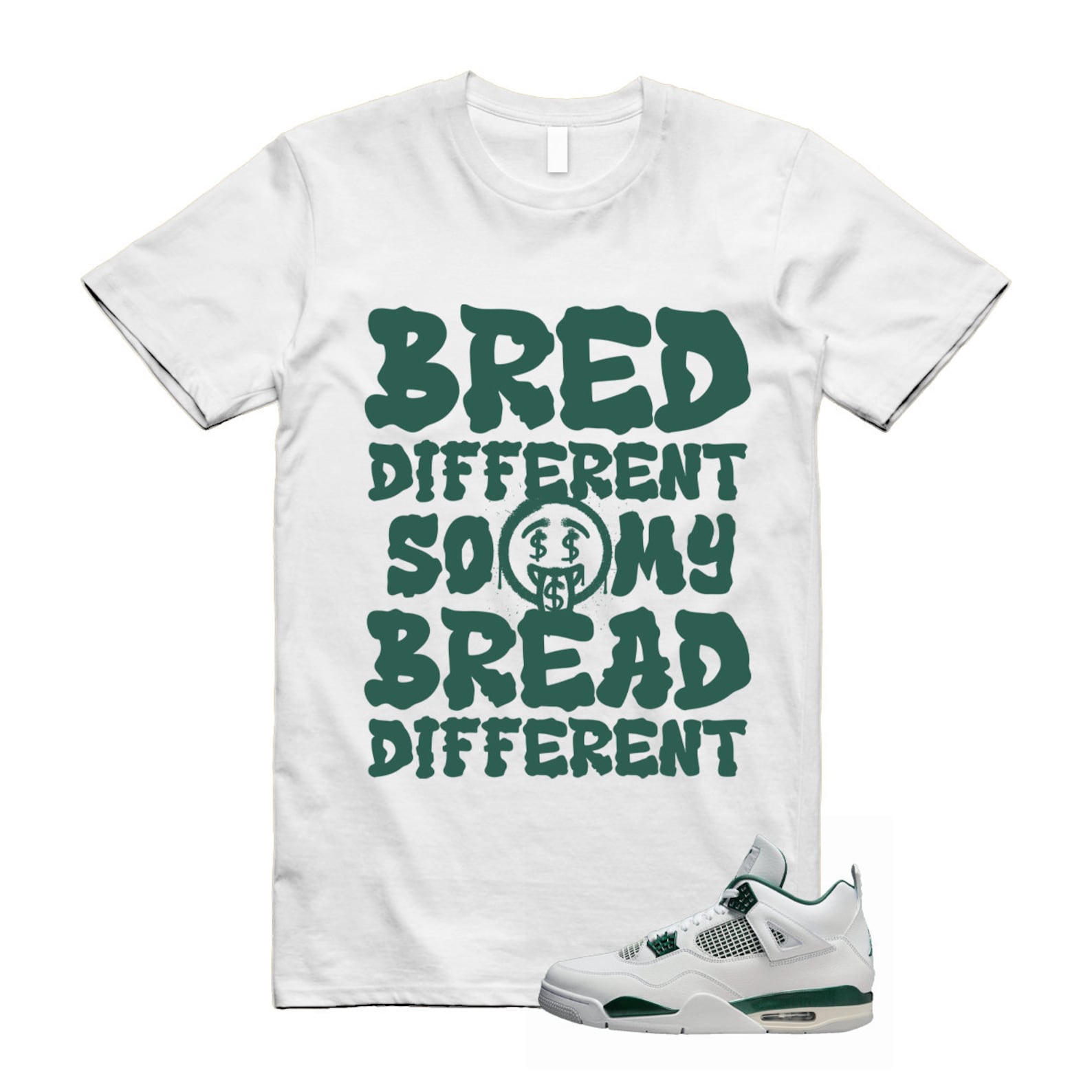 4 Oxidized Green White Neutral Grey T Shirt Match BDBD , FQ8138-103 T-Shirt, Sneaker Match Tee