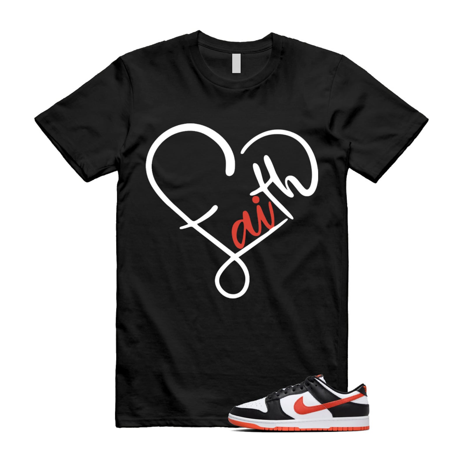 Dunk Dragon Red Black White Low Retro T Shirt Match FAITH , DV0833-108 T-Shirt, Sneaker Match Tee