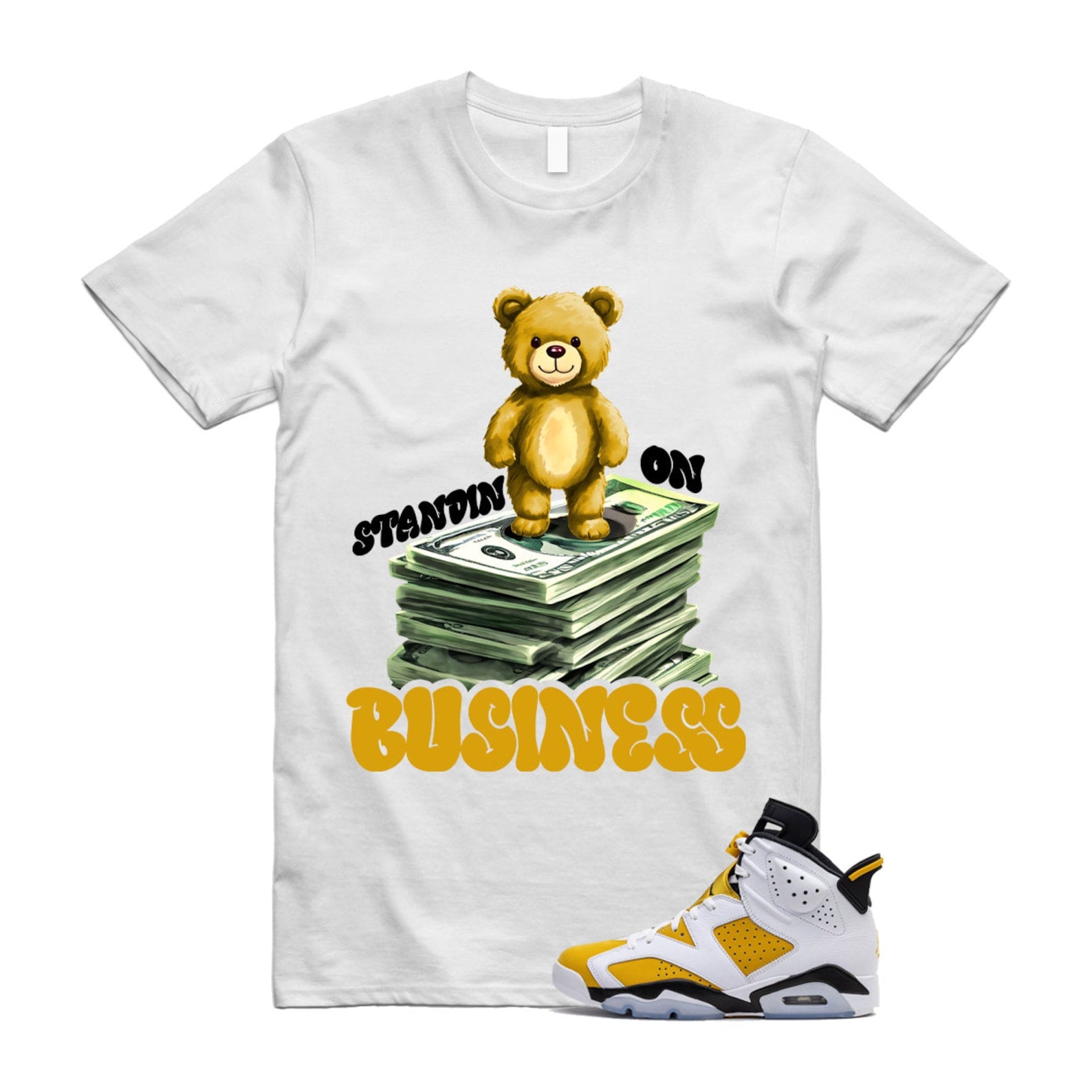 Yellow Ochre 6 Black White T Shirt Match SB2  ,CT8529-170 T-Shirt, Sneaker Match Tee