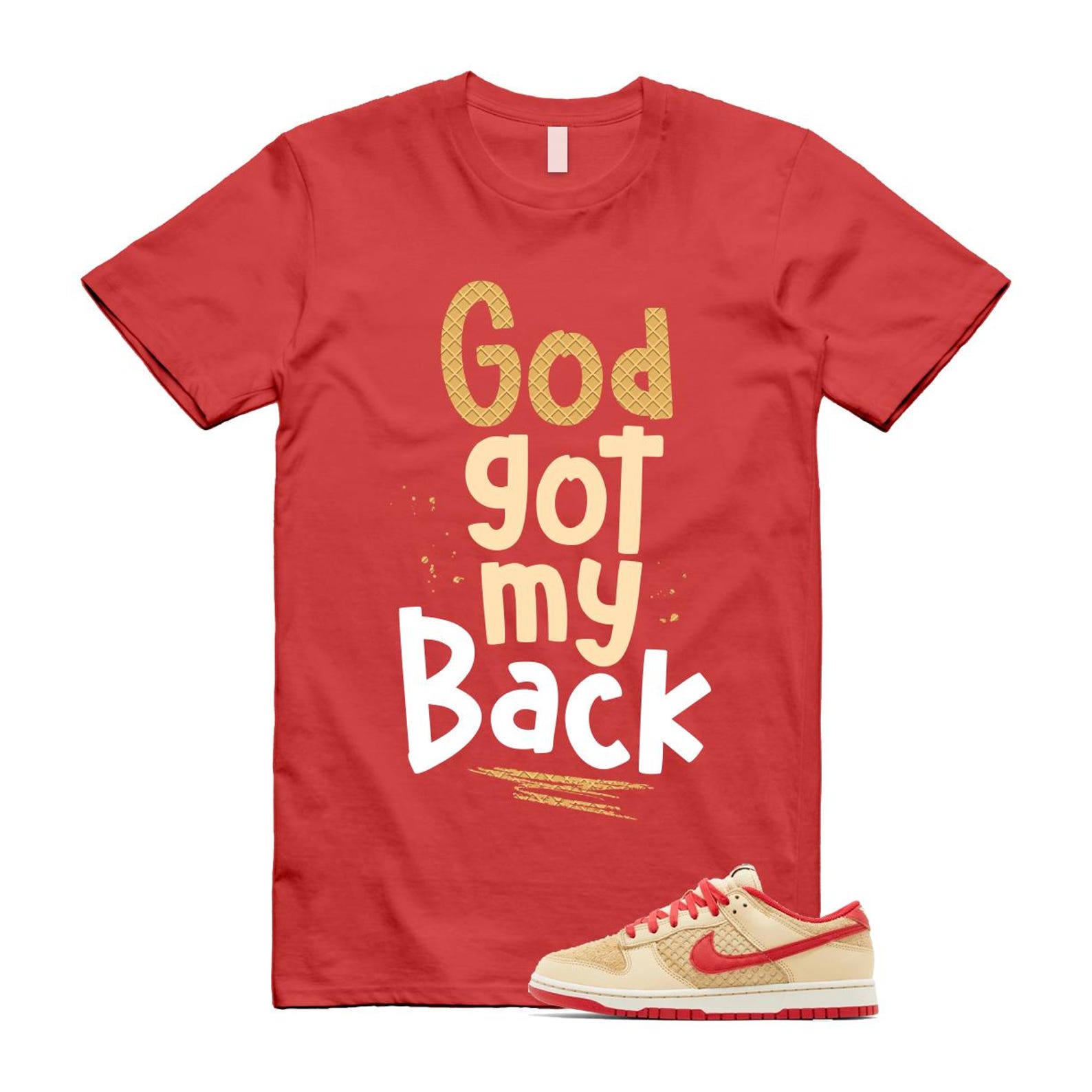 Dunk Strawberry Waffle Pale Vanilla University Red Sail Wheat Low Retro SE T Shirt Match GOD  ,HJ9100-294 T-Shirt, Sneaker Match Tee