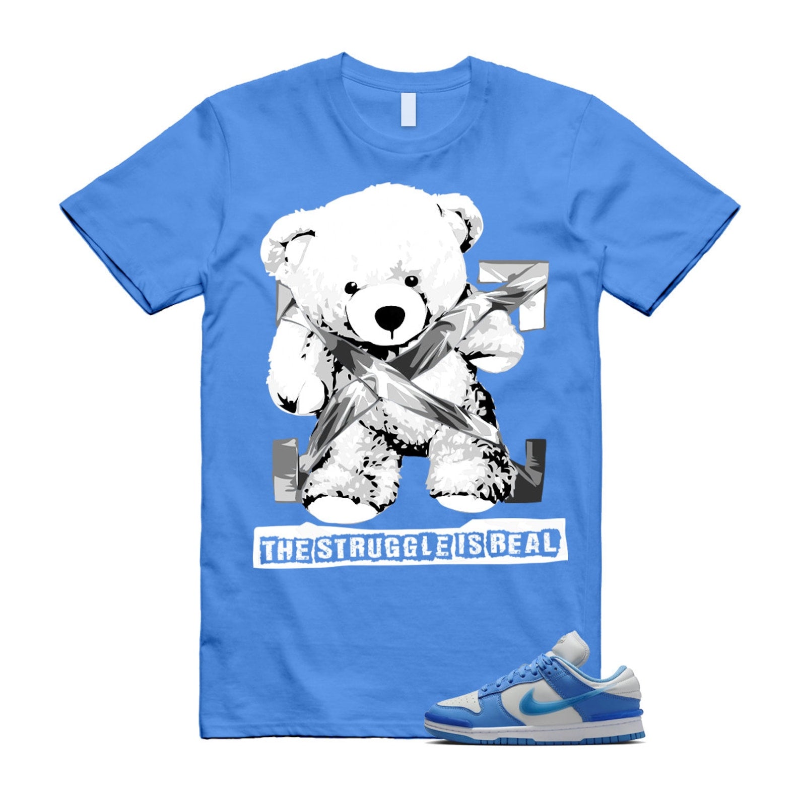 Dunk Twist University Blue UNC Photon Dust White Low T Shirt Match STRUG , DZ2794-002 T-Shirt, Sneaker Match Tee