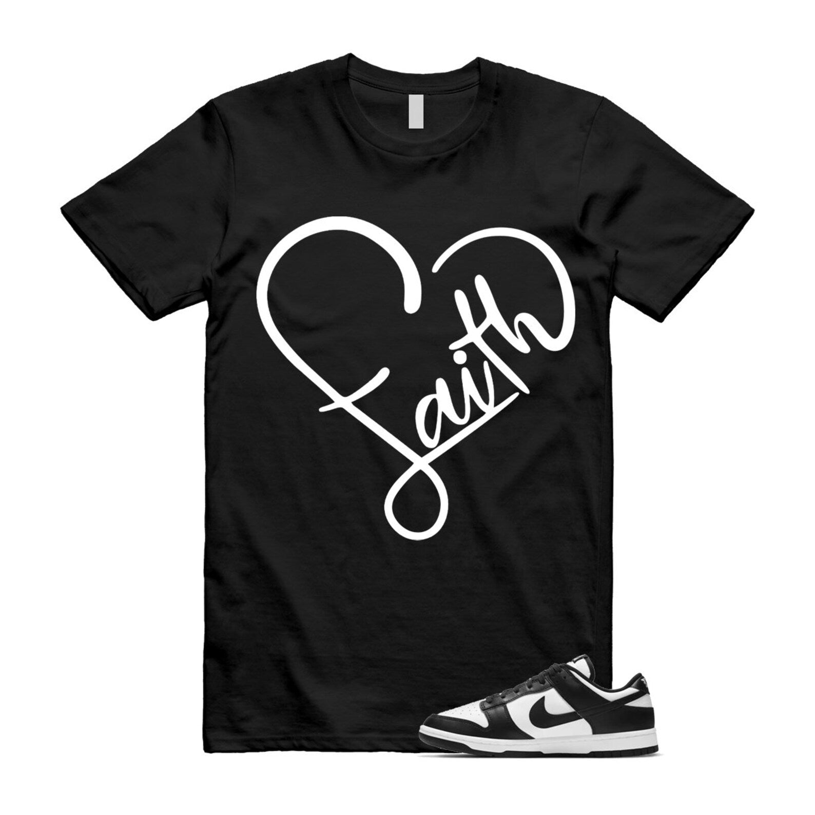 Dunk Panda White Black Low Retro Classic Traditional T Shirt Match FAITH , DD1503-101 T-Shirt, Sneaker Match Tee