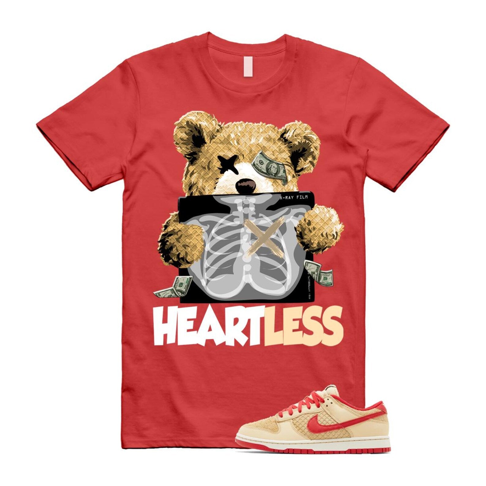 Dunk Strawberry Waffle Pale Vanilla University Red Sail Wheat Low Retro SE T Shirt Match HEART  ,HJ9100-294 T-Shirt, Sneaker Match Tee