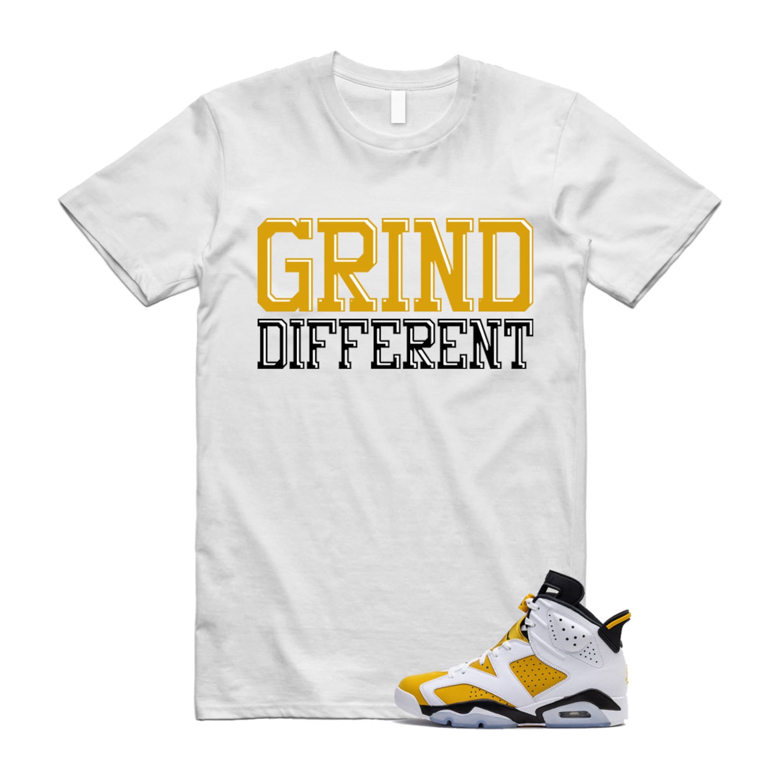 Yellow Ochre 6 Black White T Shirt Match GRD  ,CT8529-170 T-Shirt, Sneaker Match Tee
