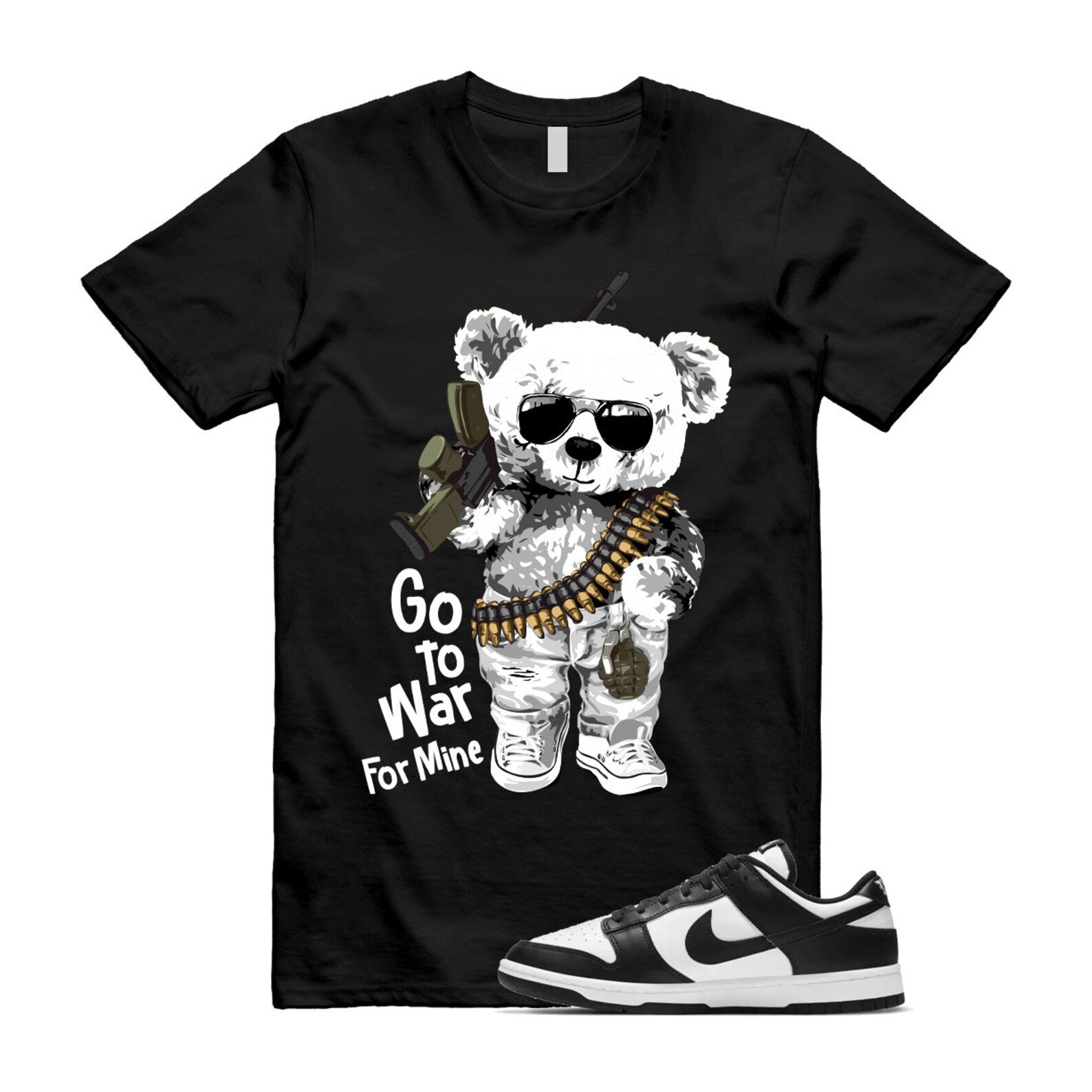 Dunk Panda White Black Low Retro Classic Traditional T Shirt Match WAR , DD1503-101 T-Shirt, Sneaker Match Tee