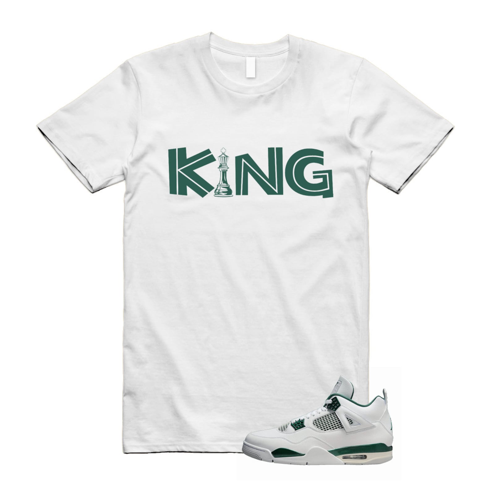 4 Oxidized Green White Neutral Grey T Shirt Match KING , FQ8138-103 T-Shirt, Sneaker Match Tee