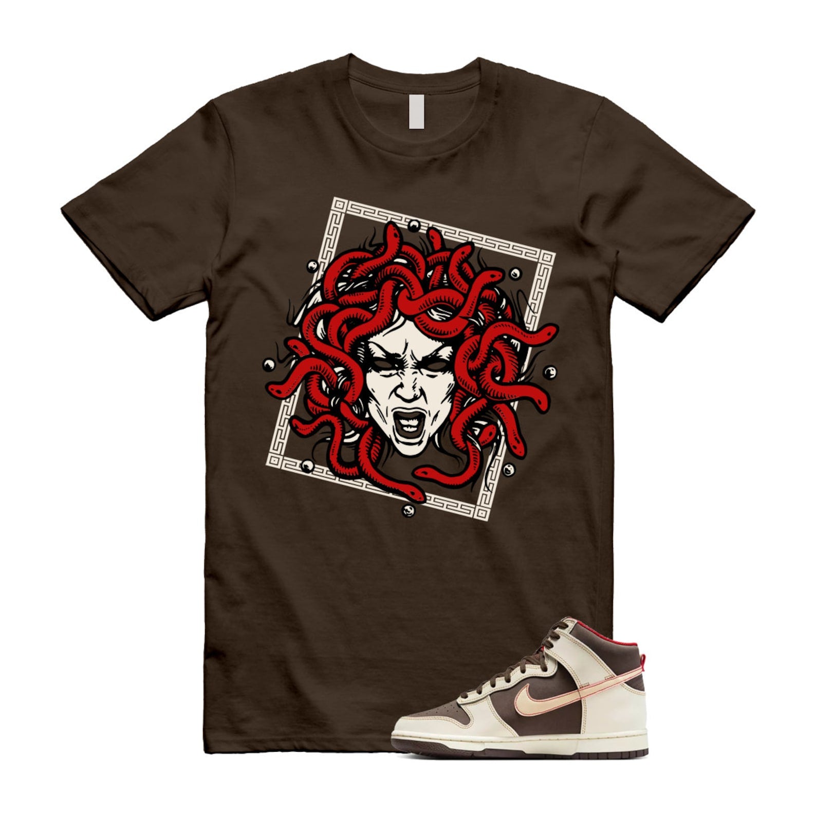 Dunk Baroque Brown Sesame Coconut Milk Mystic Red High T Shirt Match SHM ,DB2179-200 T-Shirt, Sneaker Match Tee