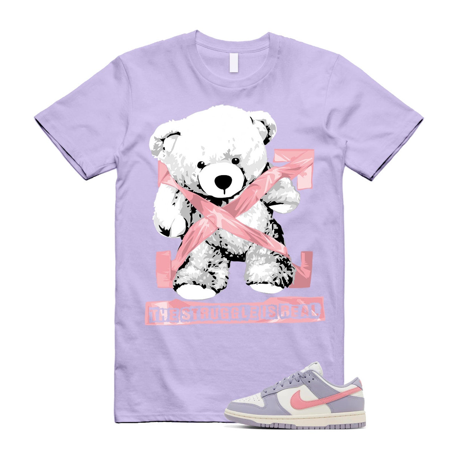 The Struggle is Real T-Shirt to match N Dunk Low Indigo Haze WMNS Coral Chalk Sail Purple Lavender Pink White  ,DD1503-500 T-Shirt, Sneaker Match Tee