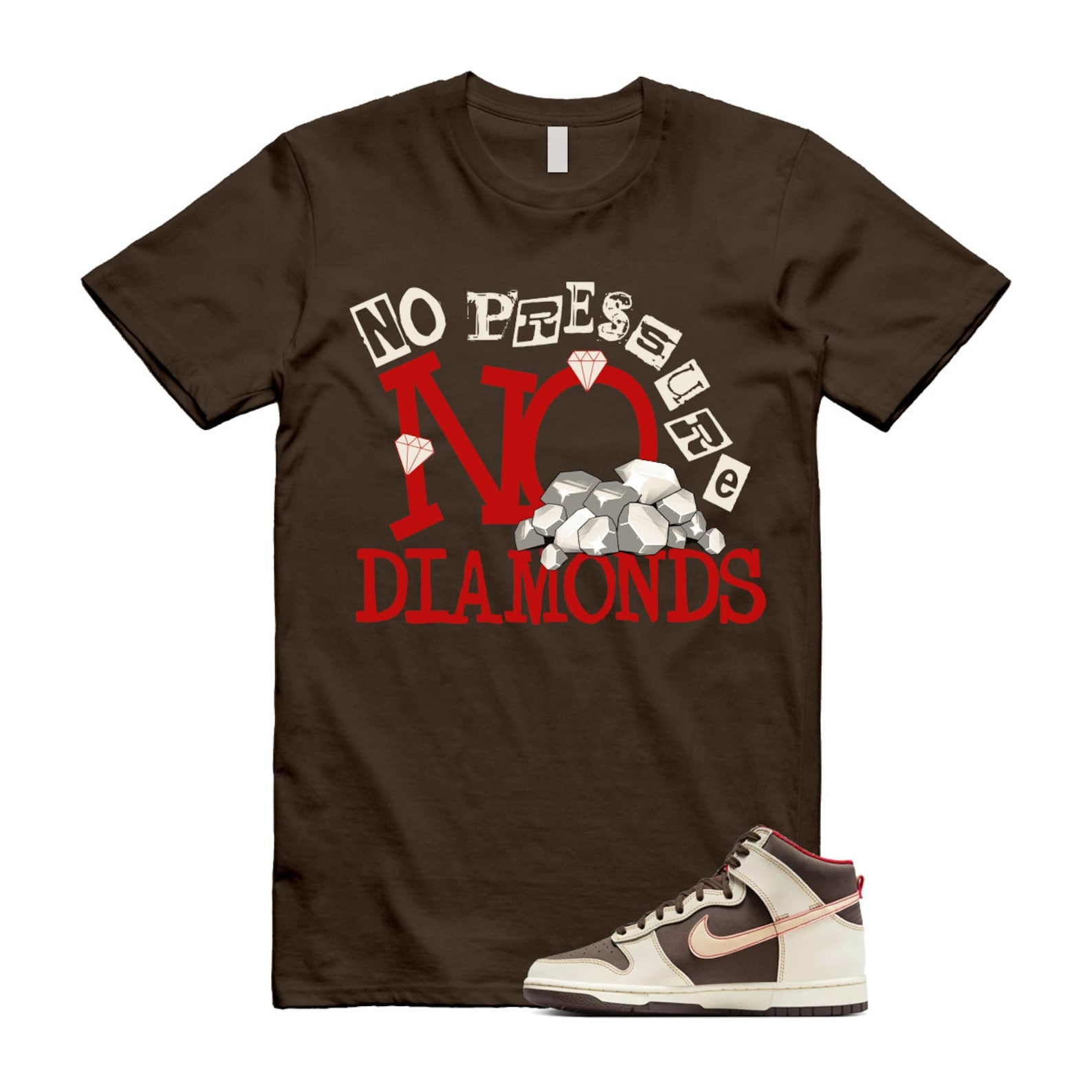 Dunk Baroque Brown Sesame Coconut Milk Mystic Red High T Shirt Match DIAMOND ,DB2179-200 T-Shirt, Sneaker Match Tee