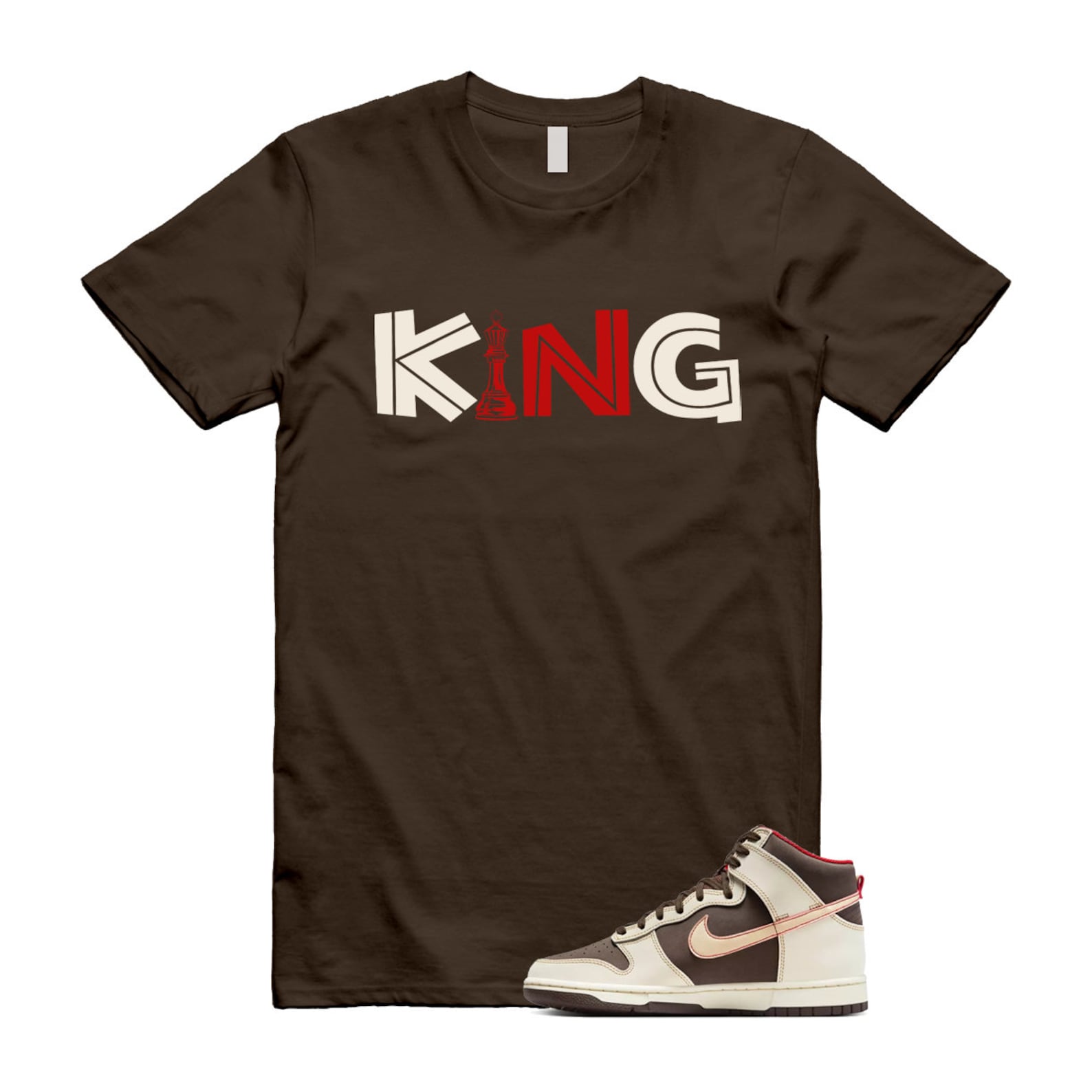 Dunk Baroque Brown Sesame Coconut Milk Mystic Red High T Shirt Match KING ,DB2179-200 T-Shirt, Sneaker Match Tee