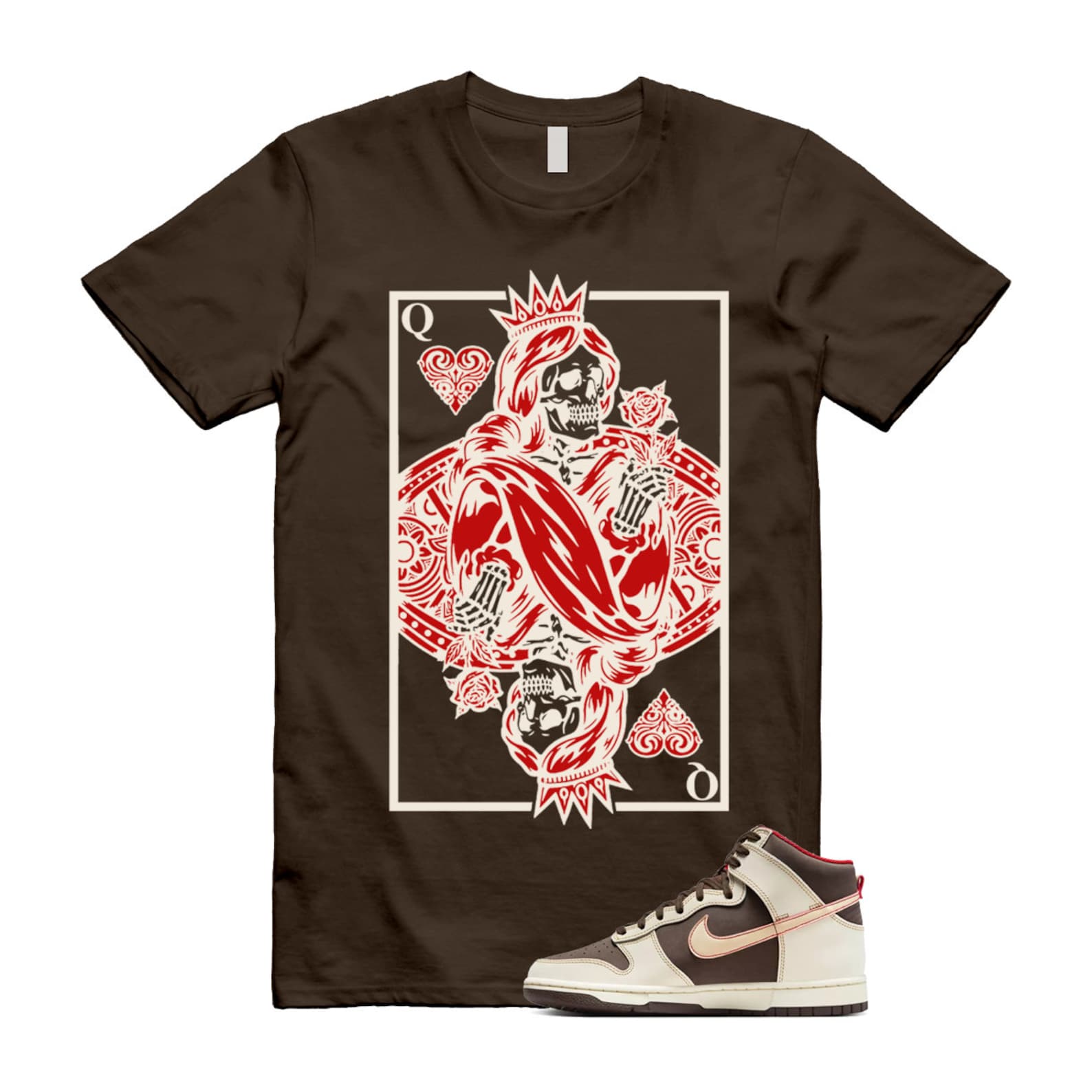 Dunk Baroque Brown Sesame Coconut Milk Mystic Red High T Shirt Match QC ,DB2179-200 T-Shirt, Sneaker Match Tee