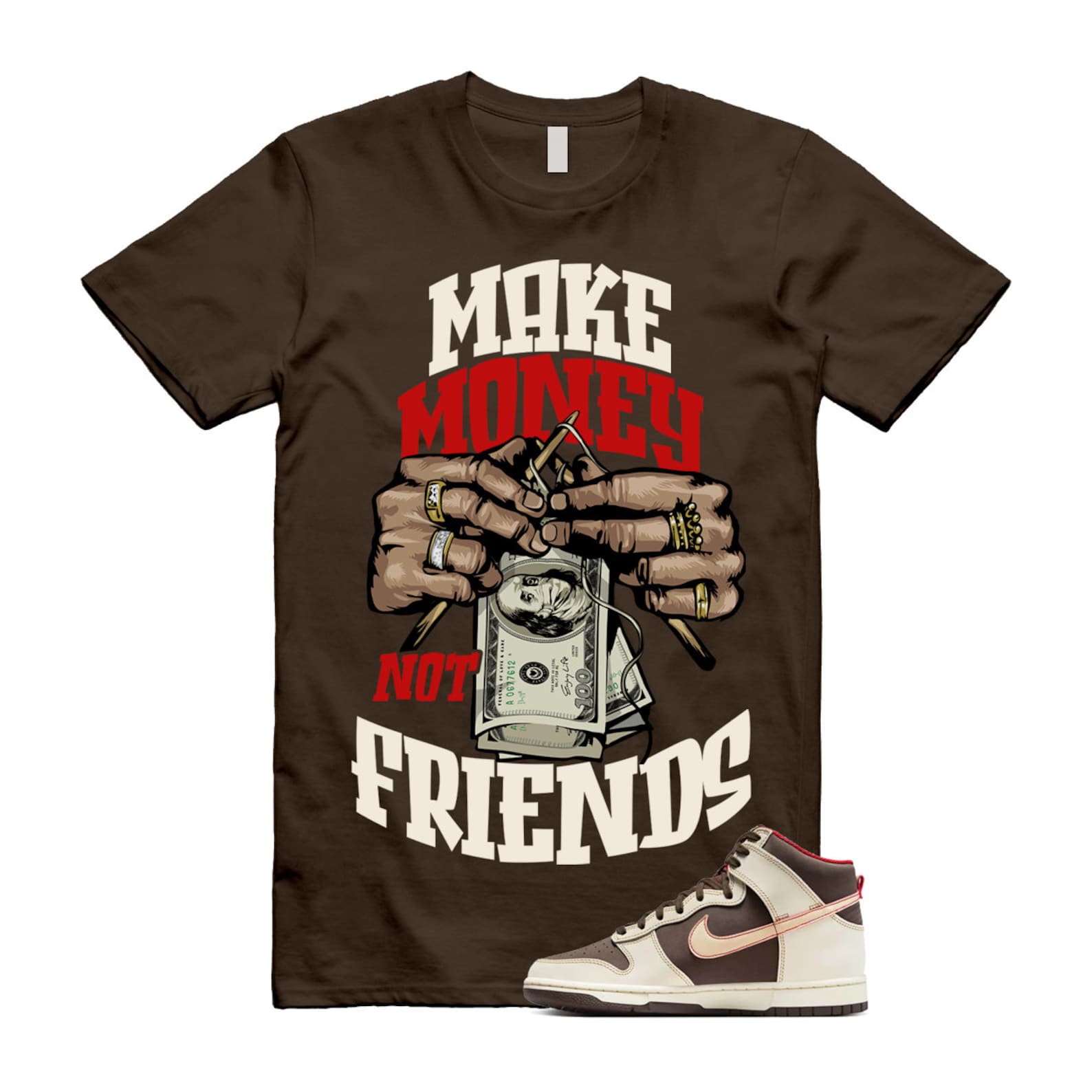 Dunk Baroque Brown Sesame Coconut Milk Mystic Red High T Shirt Match MM ,DB2179-200 T-Shirt, Sneaker Match Tee