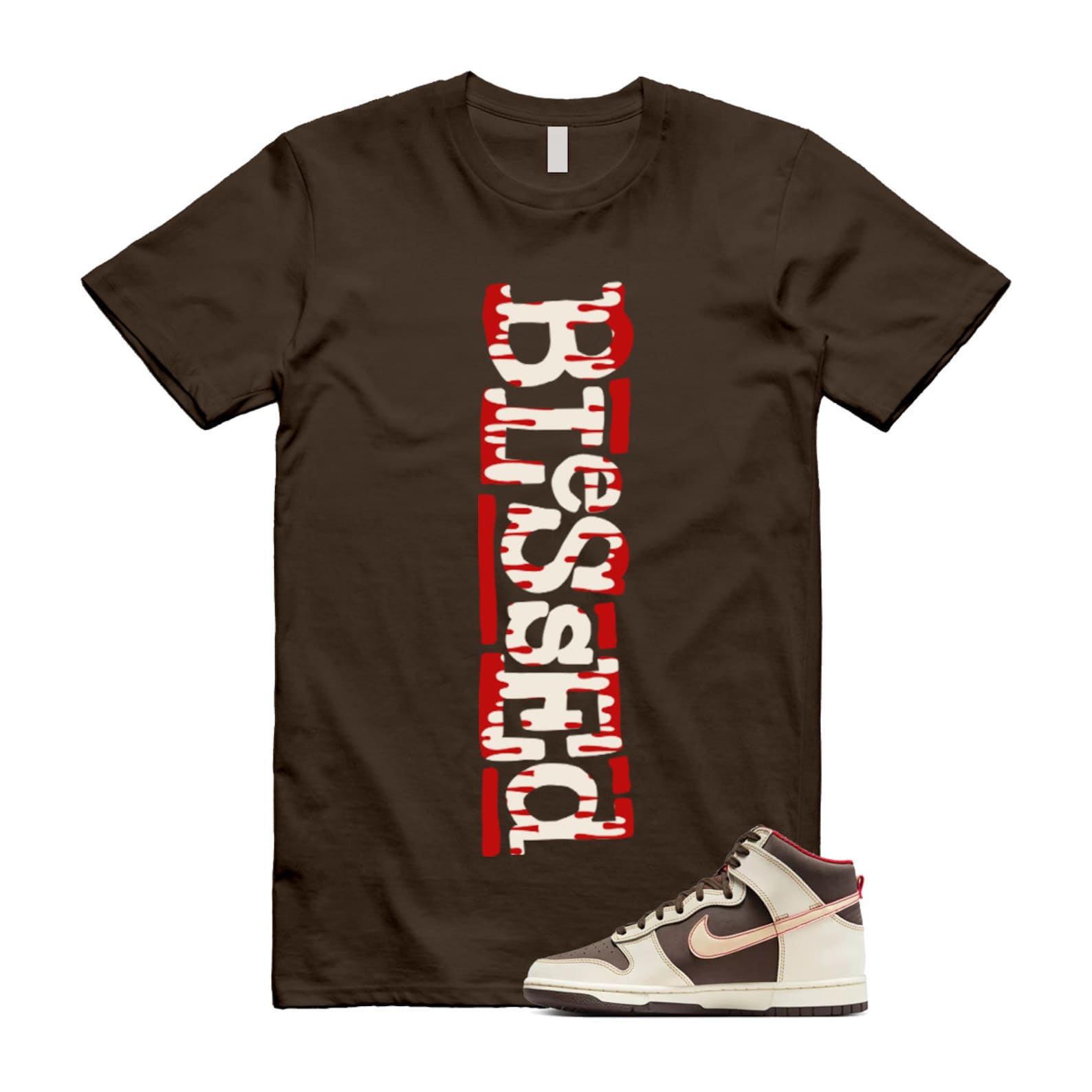 Dunk Baroque Brown Sesame Coconut Milk Mystic Red High T Shirt Match B2 ,DB2179-200 T-Shirt, Sneaker Match Tee