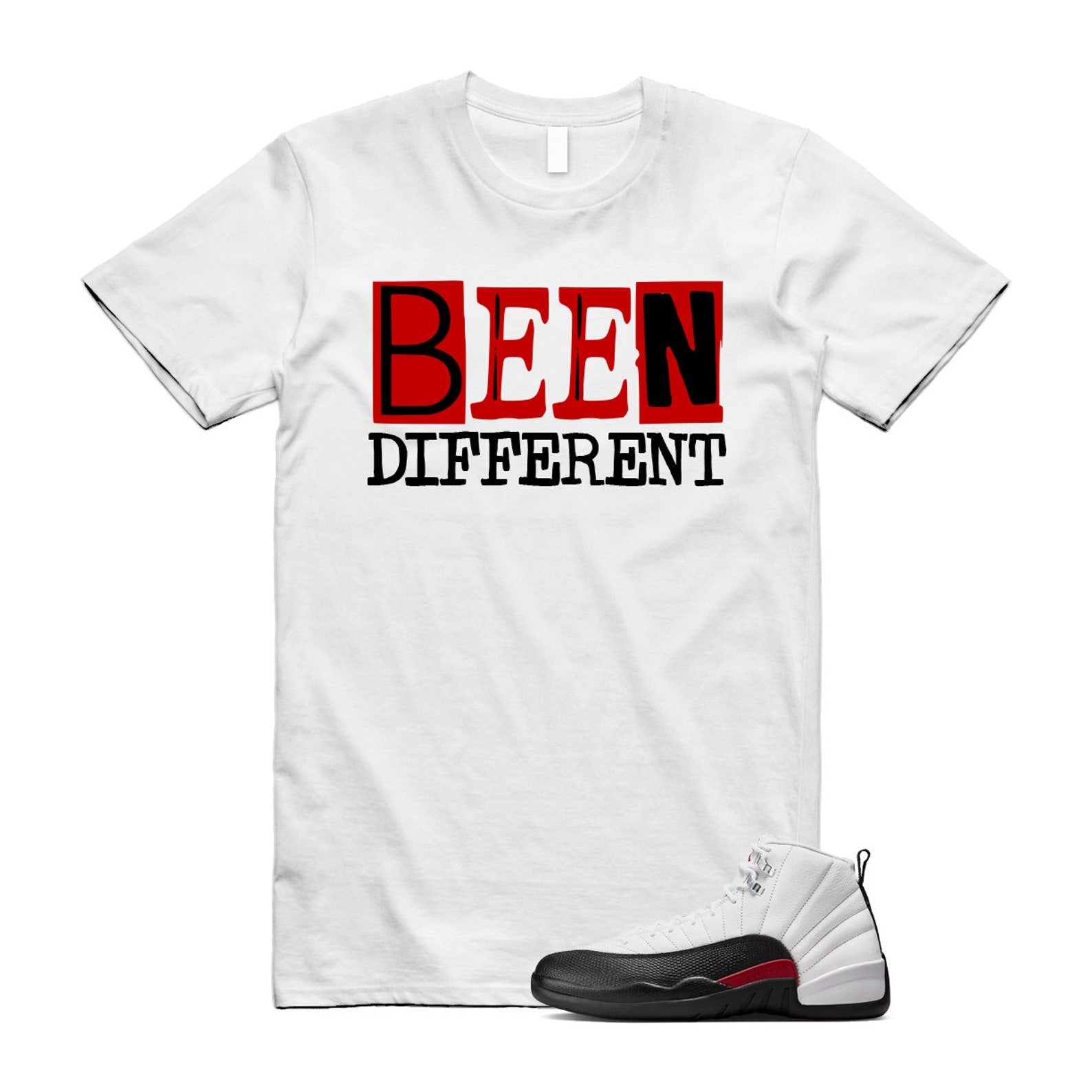 12 Taxi Flip White Gym Red Black T Shirt Match BEEN ,153265-162 T-Shirt, Sneaker Match Tee