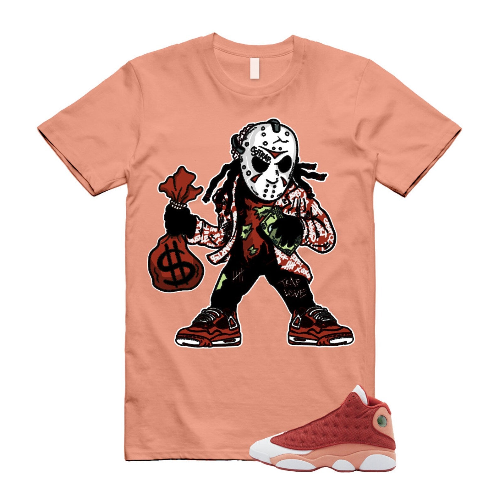13 Dune Red Terra Blush White T Shirt Match JASON ,DJ5982-601 T-Shirt, Sneaker Match Tee