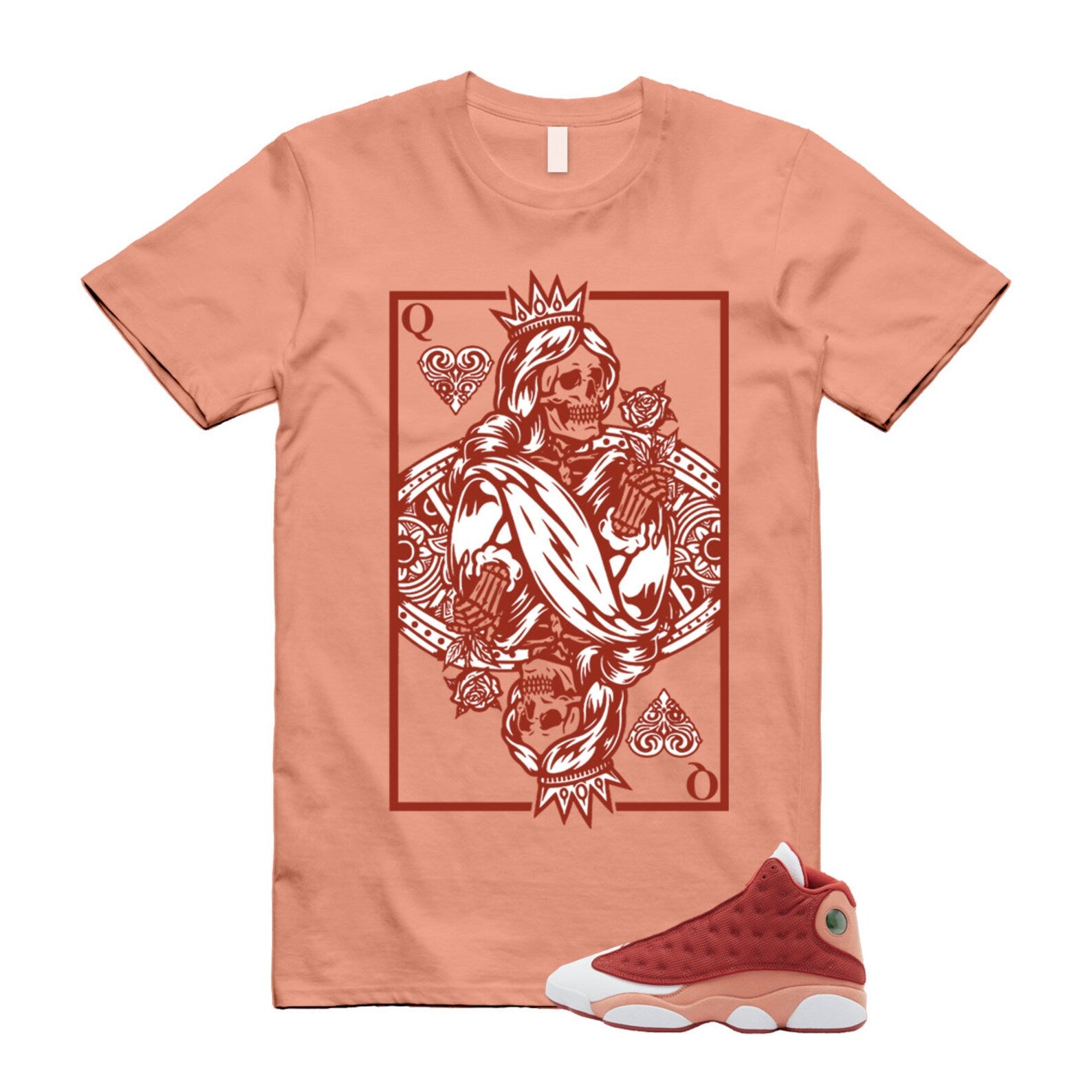 13 Dune Red Terra Blush White T Shirt Match QC ,DJ5982-601 T-Shirt, Sneaker Match Tee