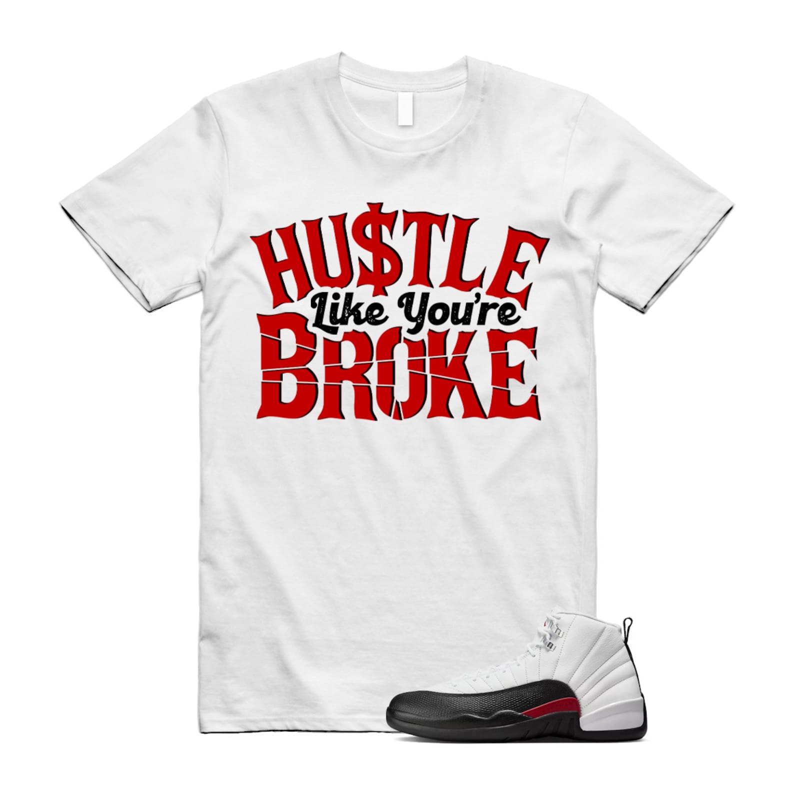 12 Taxi Flip White Gym Red Black T Shirt Match BROKE ,153265-162 T-Shirt, Sneaker Match Tee