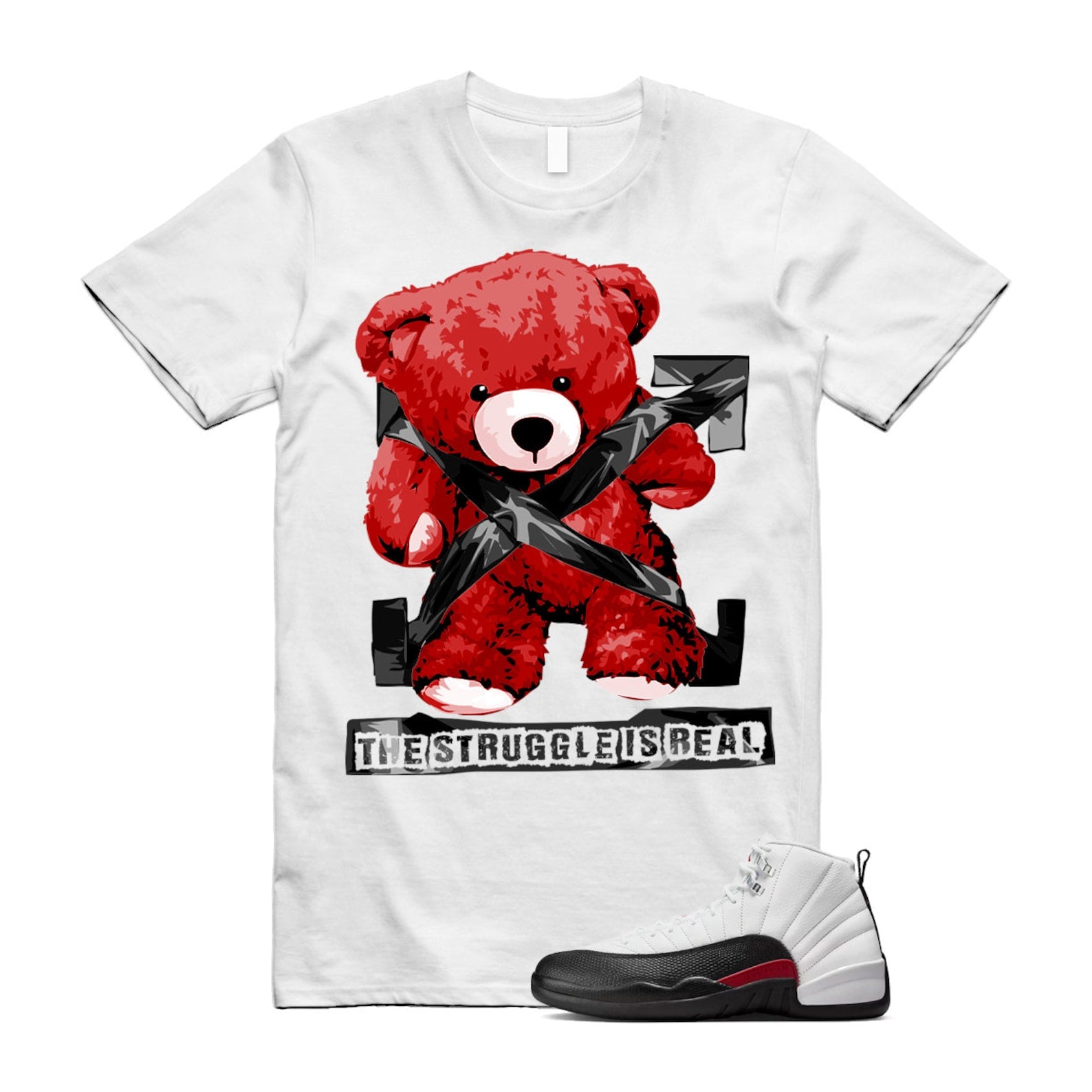 12 Taxi Flip White Gym Red Black T Shirt Match STRUG ,153265-162 T-Shirt, Sneaker Match Tee