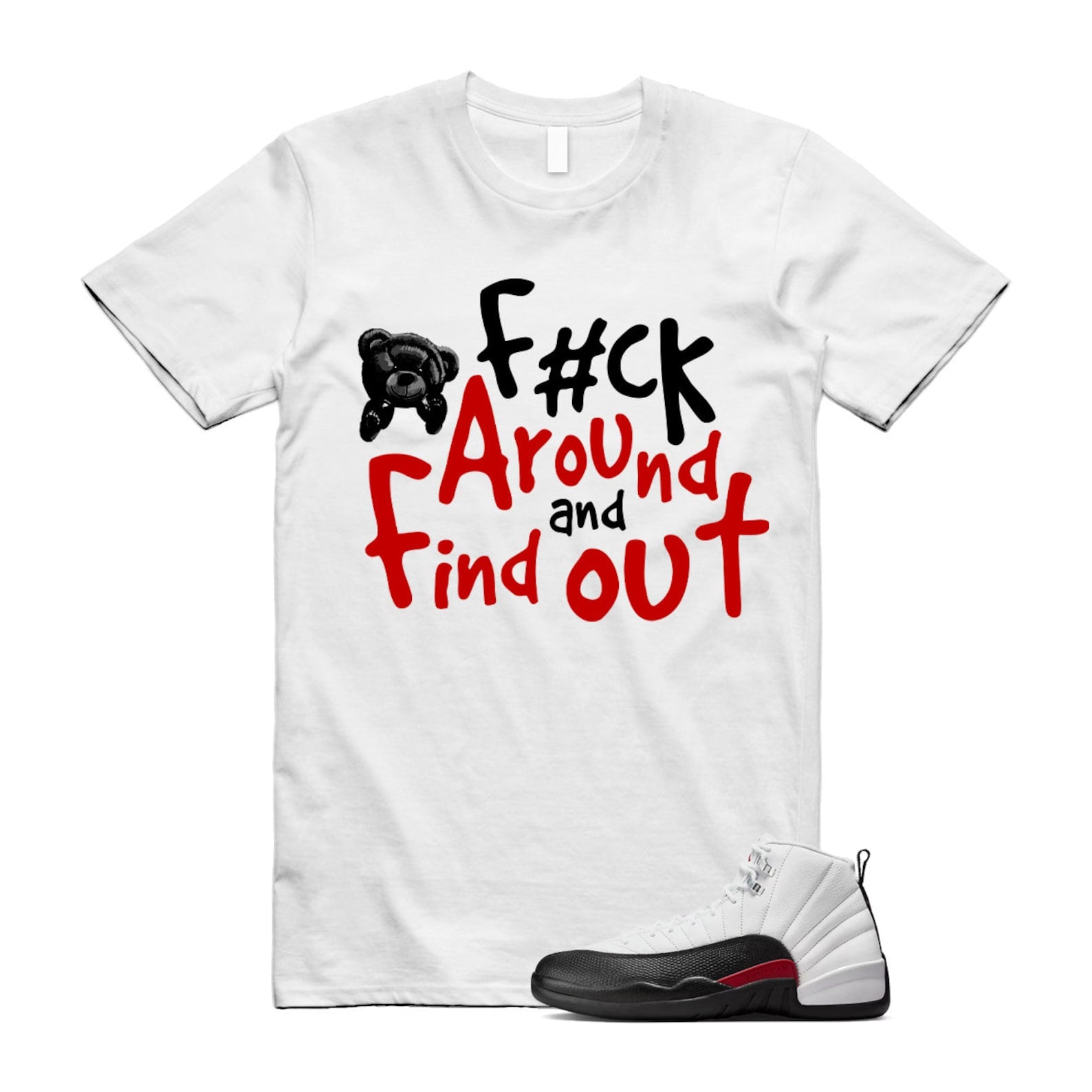 12 Taxi Flip White Gym Red Black T Shirt Match FCK ,153265-162 T-Shirt, Sneaker Match Tee