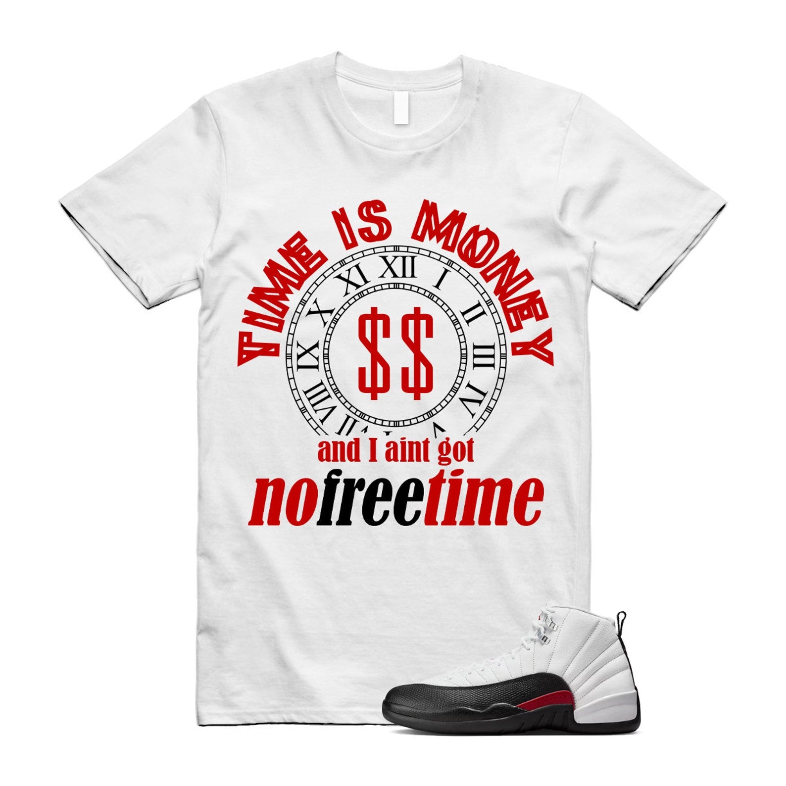 12 Taxi Flip White Gym Red Black T Shirt Match FREE TIME ,153265-162 T-Shirt, Sneaker Match Tee