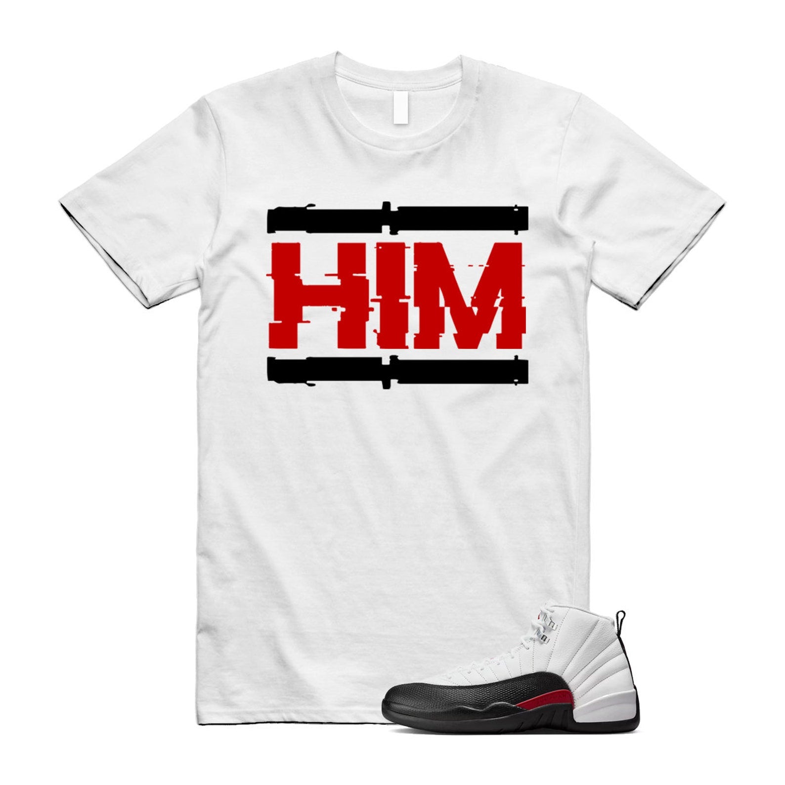 12 Taxi Flip White Gym Red Black T Shirt Match HIM ,153265-162 T-Shirt, Sneaker Match Tee