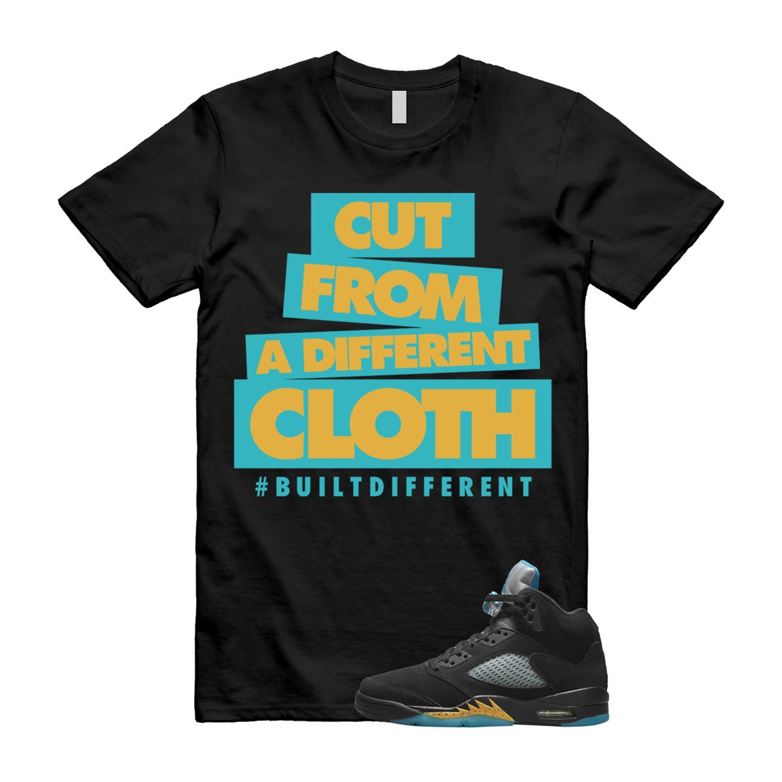 CLOTH T Shirt to match Air J 5 Aqua Retro Taxi Black Aquatone Hornets Yellow ,DD0587-047 T-Shirt, Sneaker Match Tee