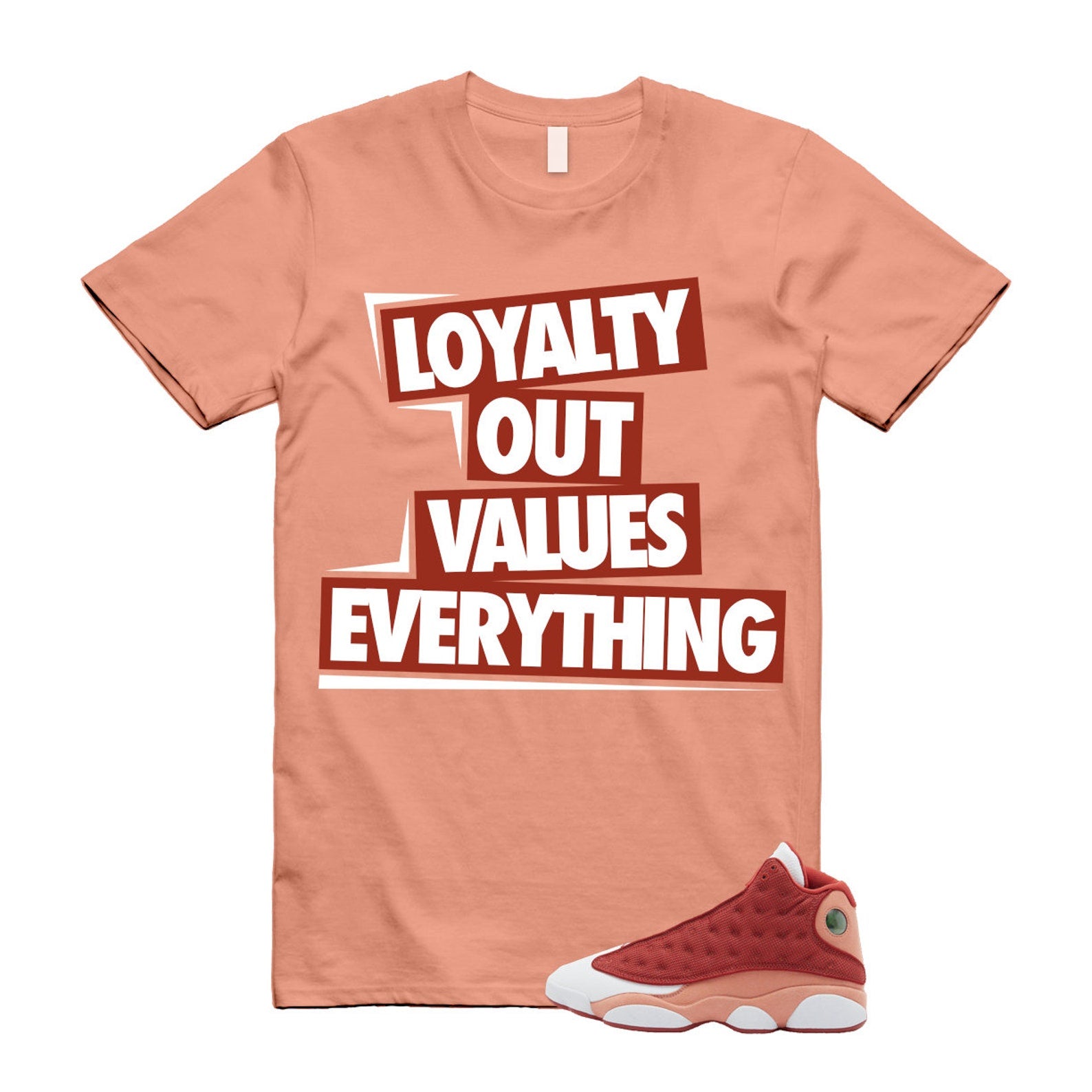 13 Dune Red Terra Blush White T Shirt Match LOVE ,DJ5982-601 T-Shirt, Sneaker Match Tee