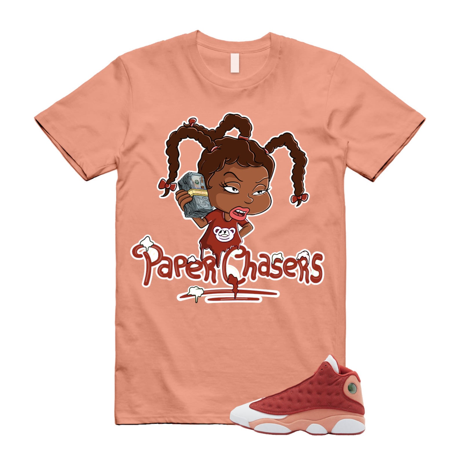 13 Dune Red Terra Blush White T Shirt Match PC ,DJ5982-601 T-Shirt, Sneaker Match Tee
