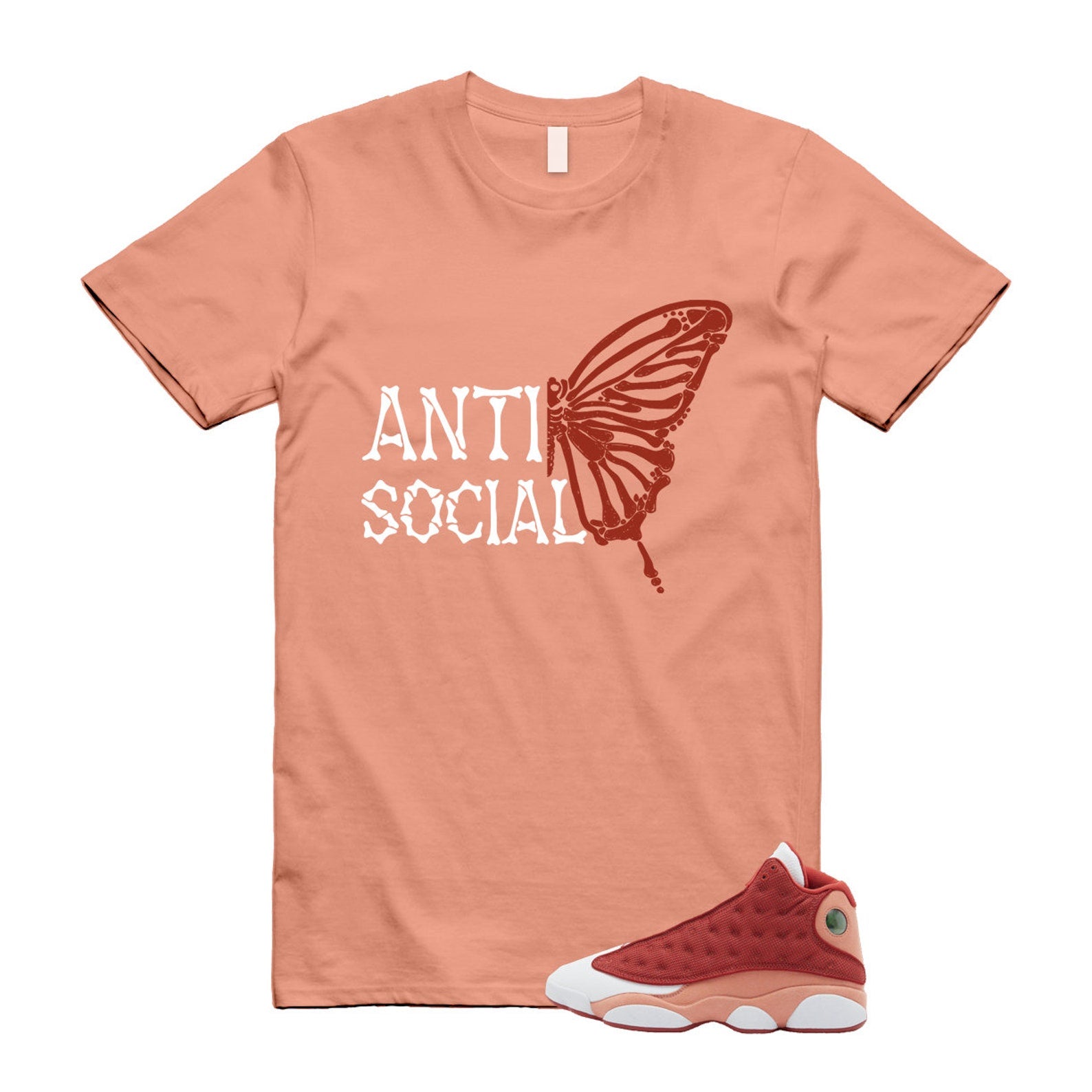 13 Dune Red Terra Blush White T Shirt Match ASB ,DJ5982-601 T-Shirt, Sneaker Match Tee