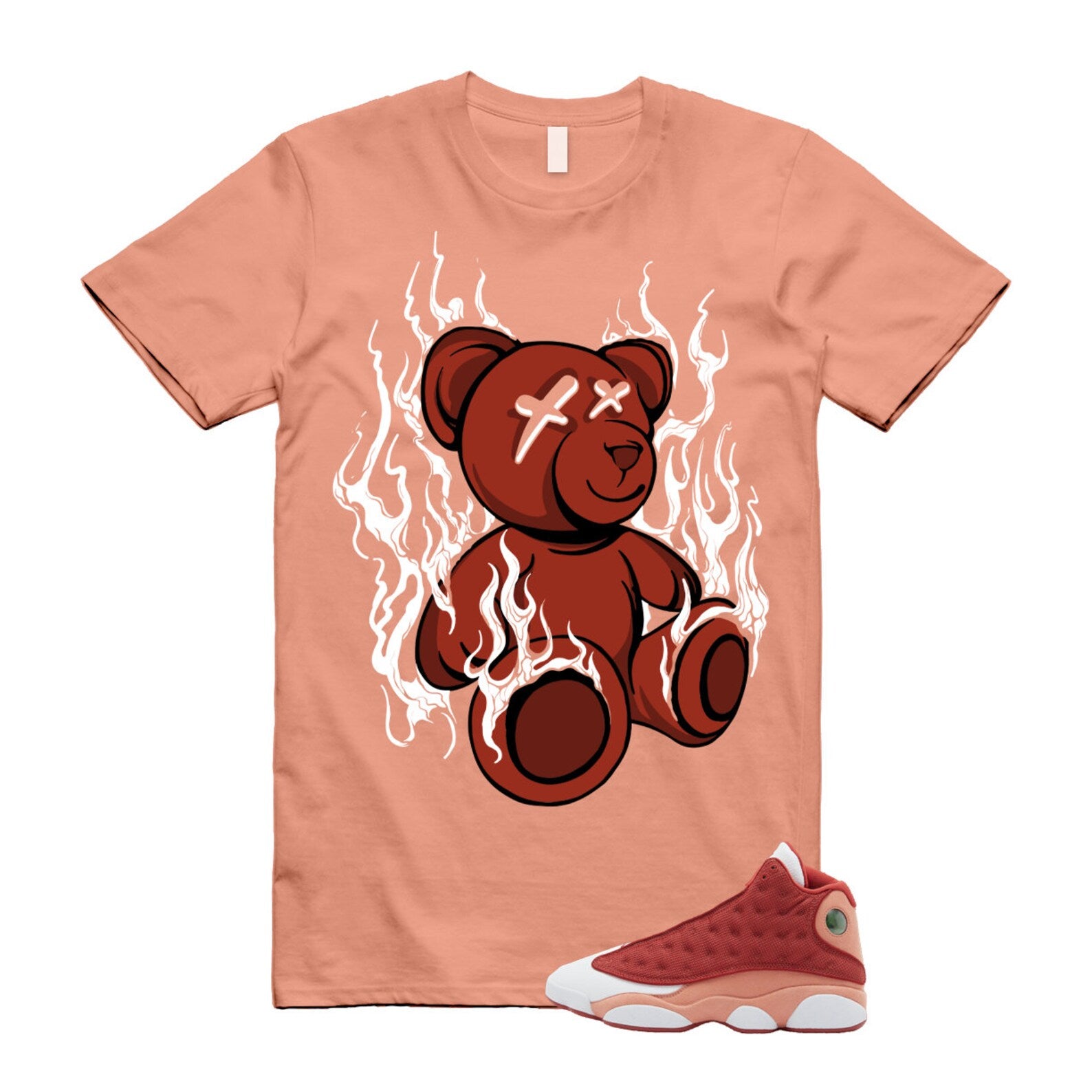 13 Dune Red Terra Blush White T Shirt Match LIT ,DJ5982-601 T-Shirt, Sneaker Match Tee