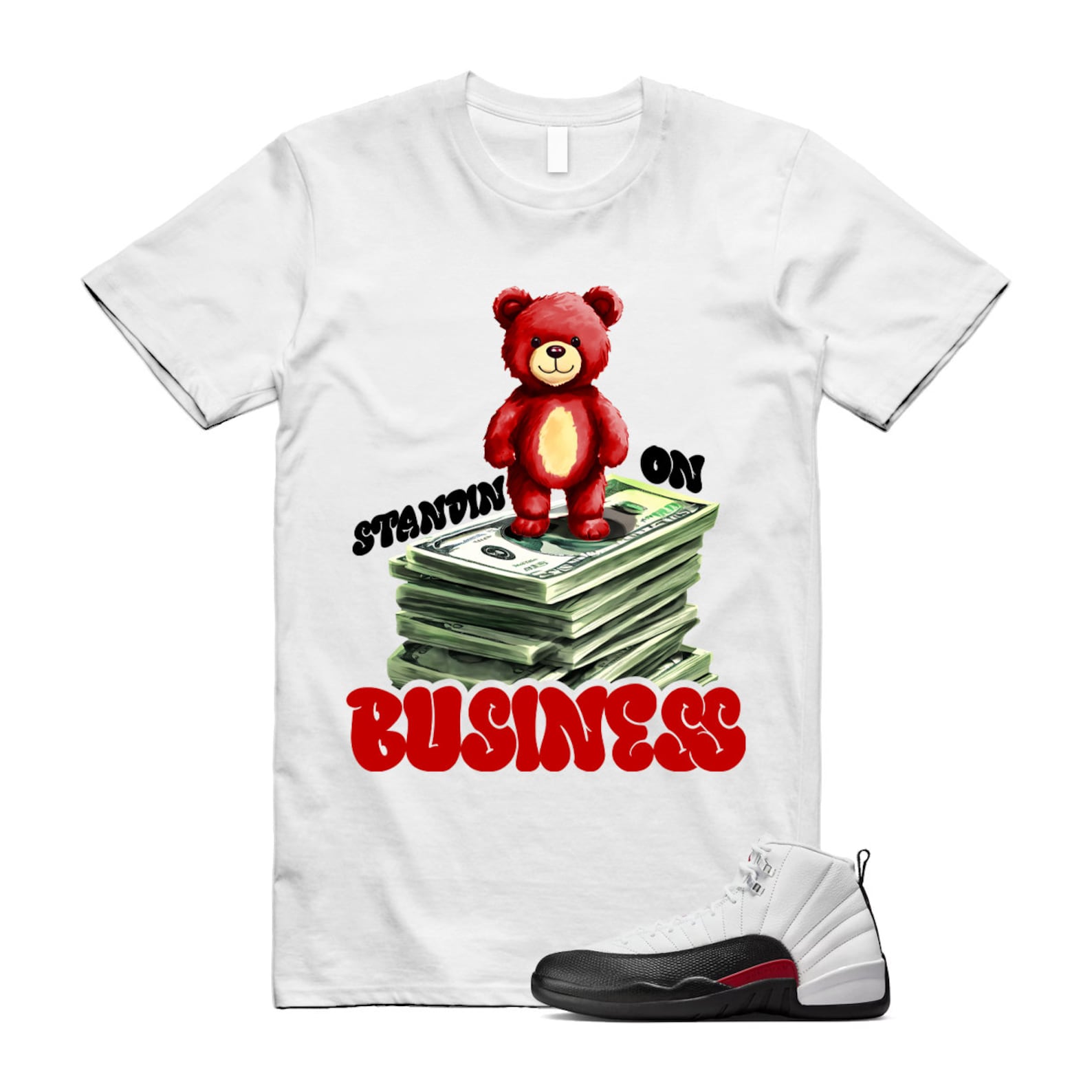 12 Taxi Flip White Gym Red Black T Shirt Match SB2 ,153265-162 T-Shirt, Sneaker Match Tee