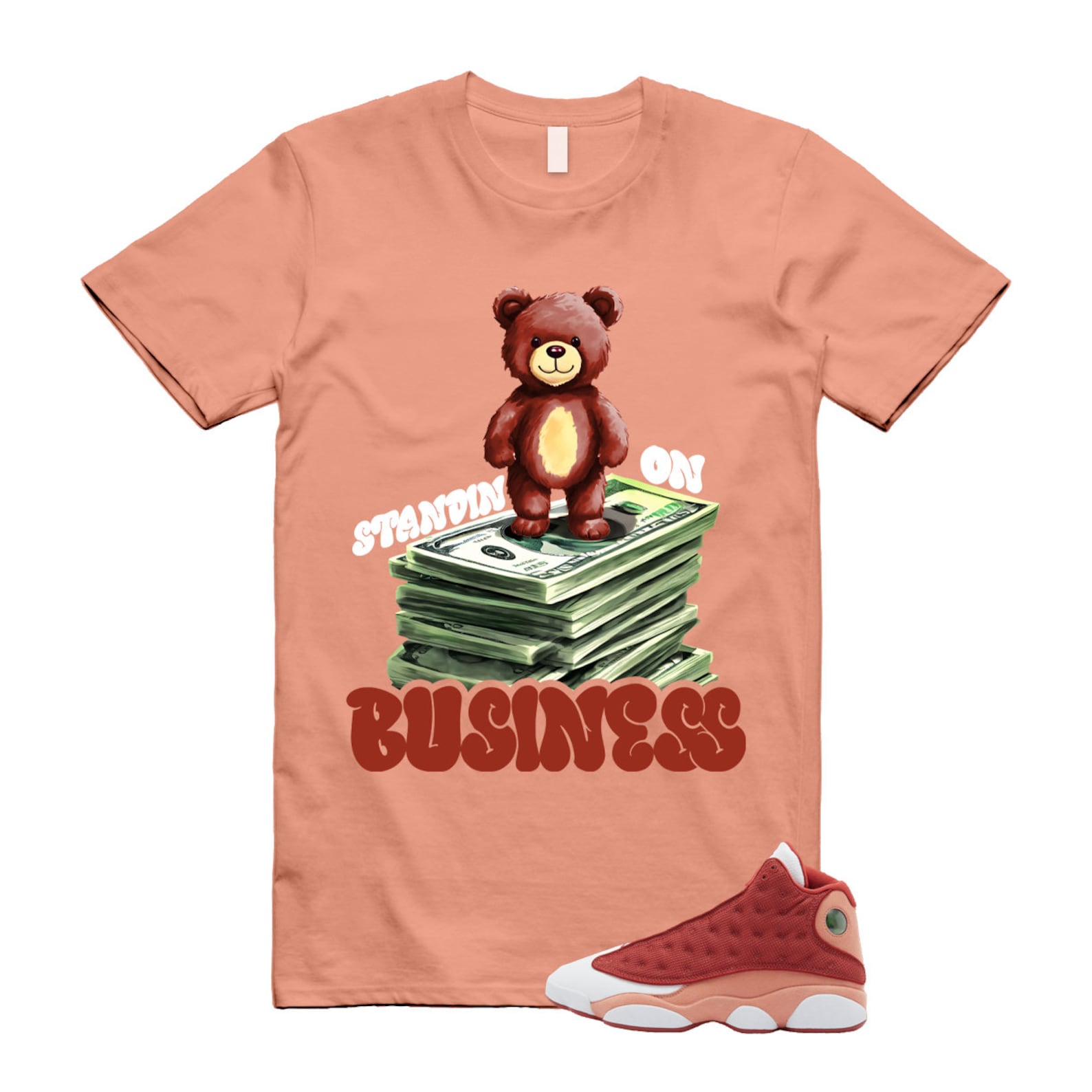 13 Dune Red Terra Blush White T Shirt Match SB2 ,DJ5982-601 T-Shirt, Sneaker Match Tee