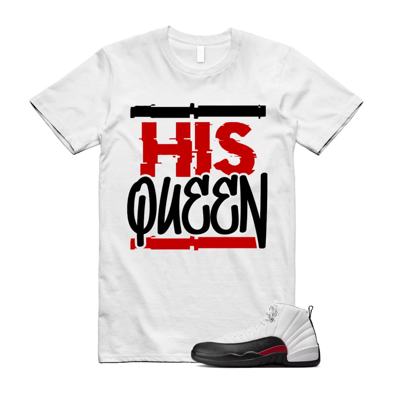 12 Taxi Flip White Gym Red Black T Shirt Match HQ ,153265-162 T-Shirt, Sneaker Match Tee