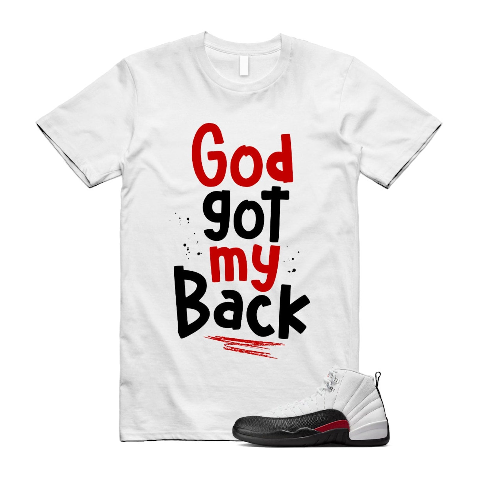 12 Taxi Flip White Gym Red Black T Shirt Match GOD ,153265-162 T-Shirt, Sneaker Match Tee