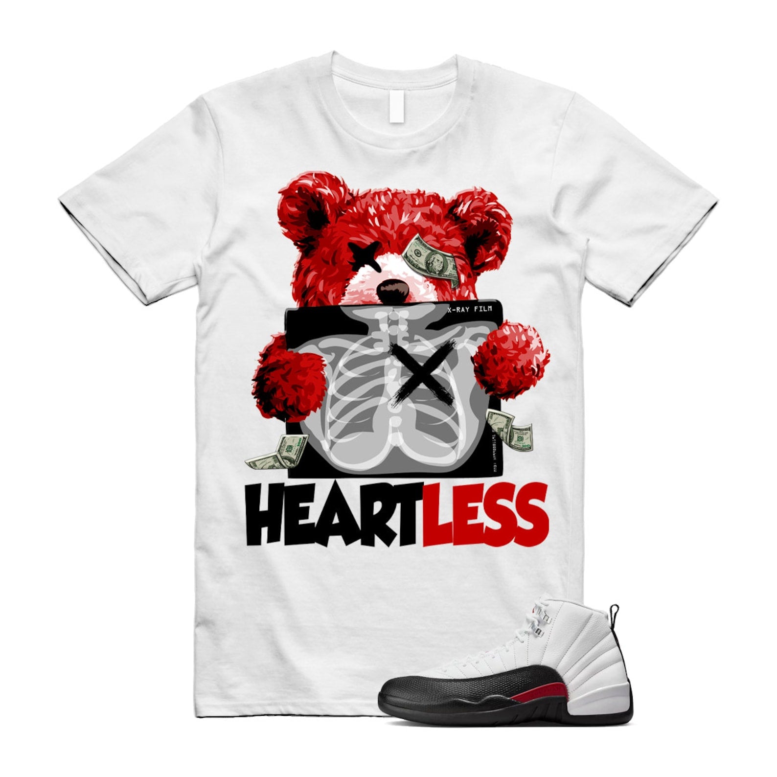 12 Taxi Flip White Gym Red Black T Shirt Match HEART ,153265-162 T-Shirt, Sneaker Match Tee
