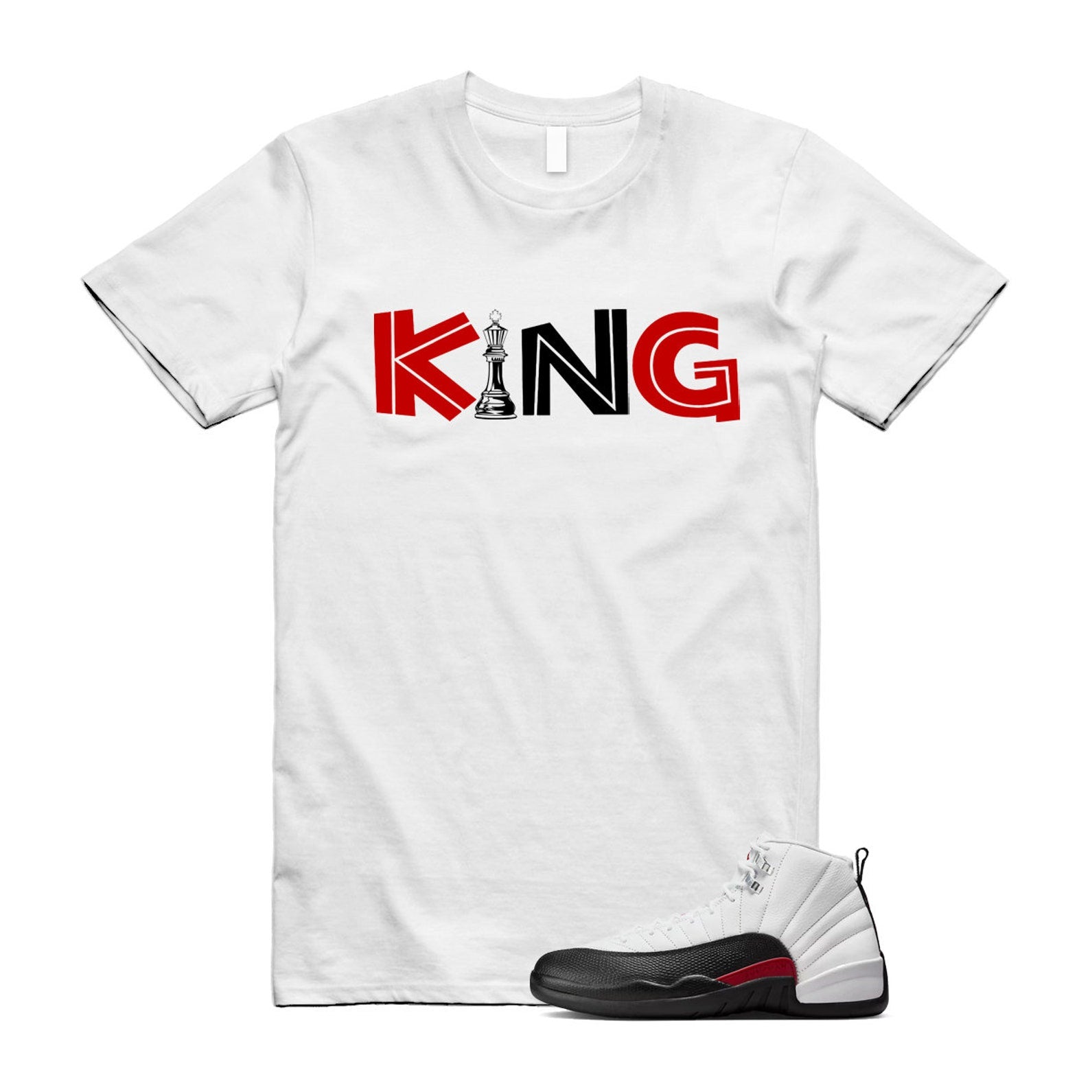 12 Taxi Flip White Gym Red Black T Shirt Match KING ,153265-162 T-Shirt, Sneaker Match Tee